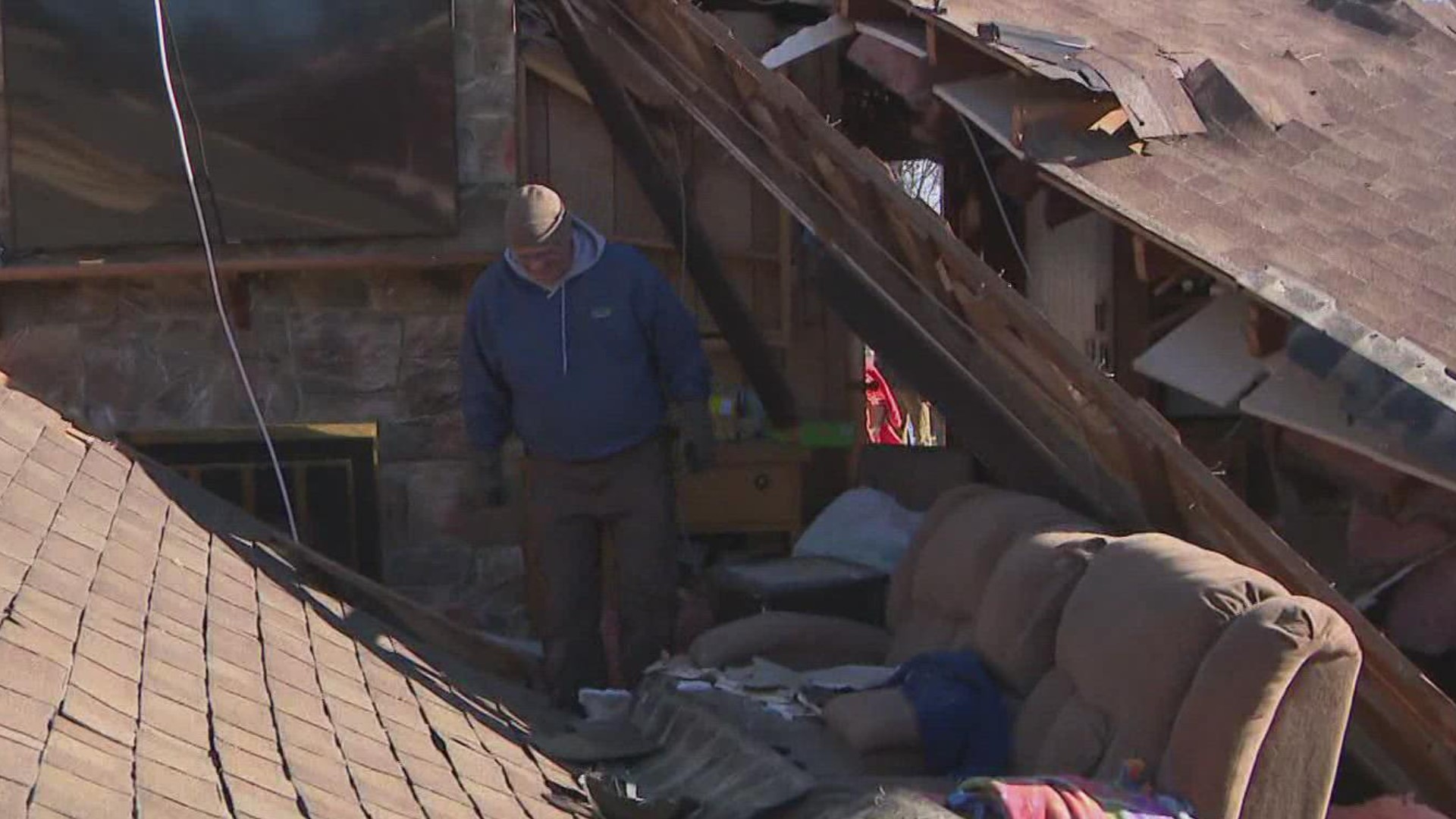 Lynn and Deb Smith, surrounded by helpers, couldn't help but count their blessings following the storm.