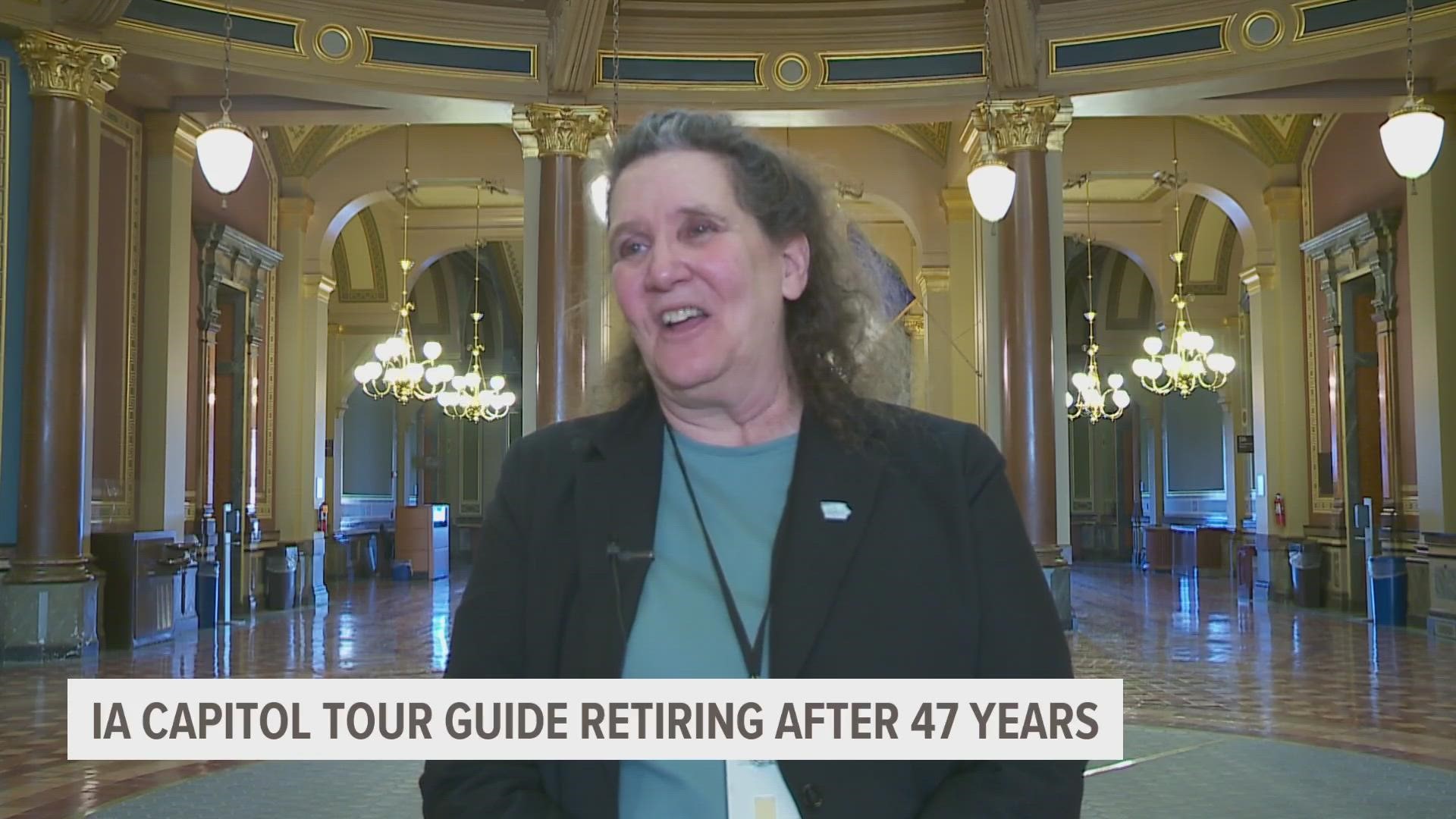For nearly five decades, Joni Arnett has greeted visitors inside the Iowa Capitol, sharing her knowledge and love of the building.