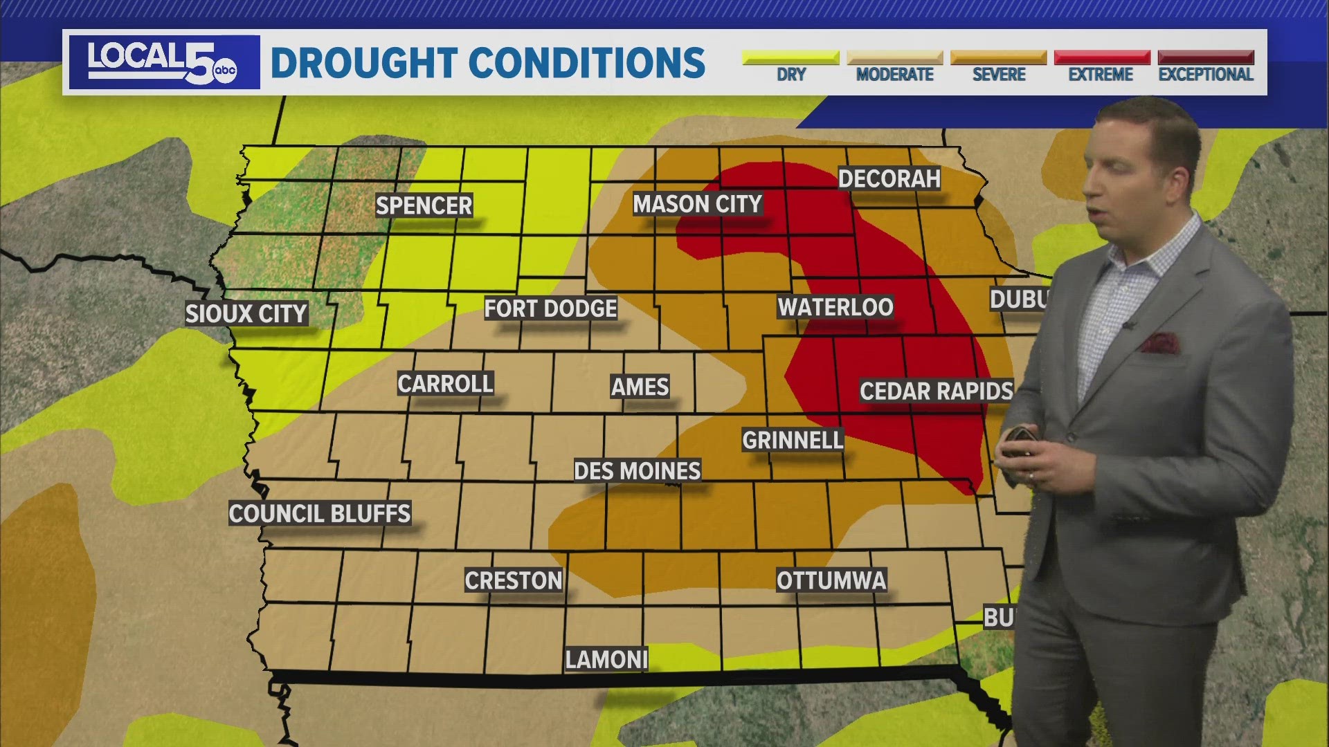 Extreme drought in Iowa: Recent rain reducing drought conditions