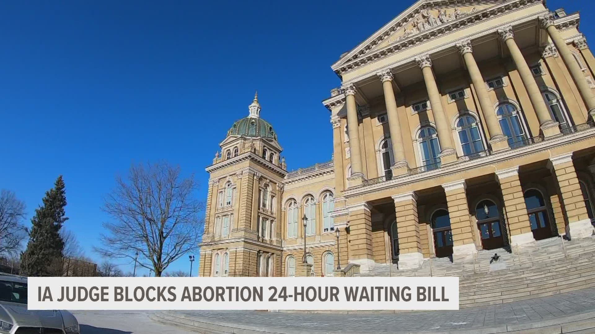 A Johnson County court ruled that mandating a 24-hour waiting period for abortions violates the state constitution.