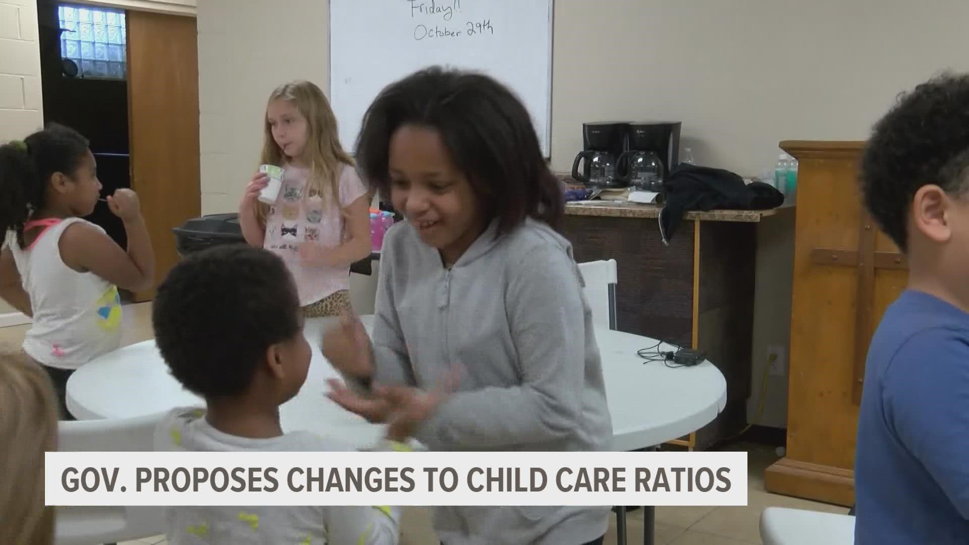 The increased ratios are part of the governor's plan to improve access to child care in Iowa