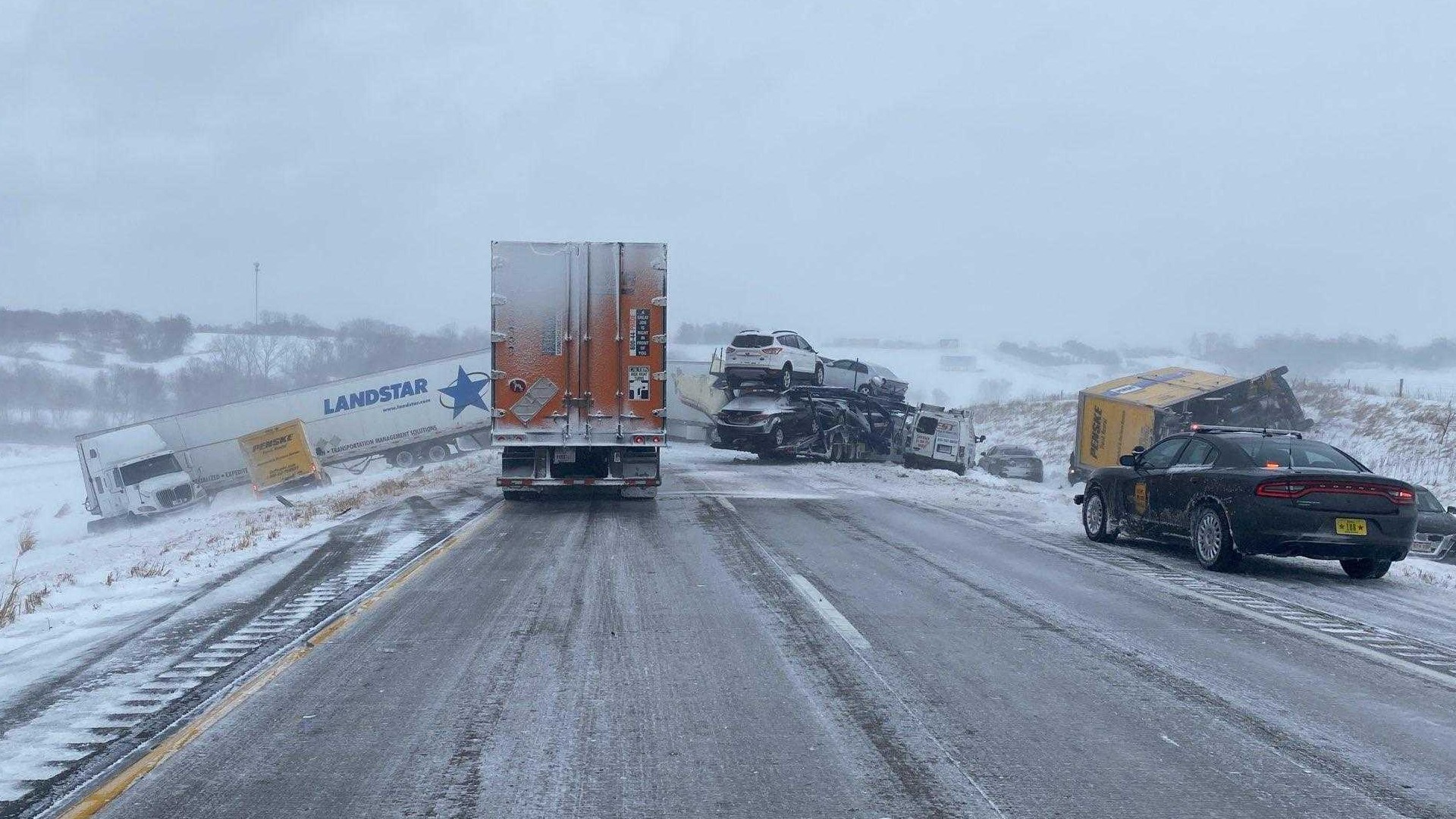 Watch Iowa State Patrol Car Hit Three Times During Crash On I 80