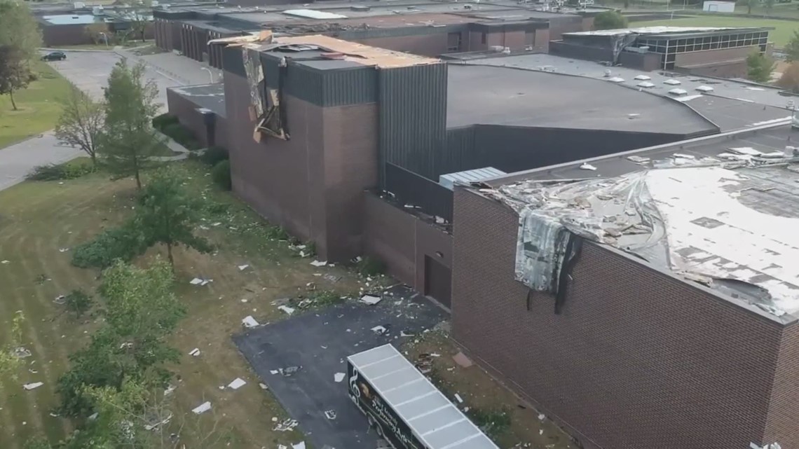 Drone video shows derecho damage in Cedar Rapids