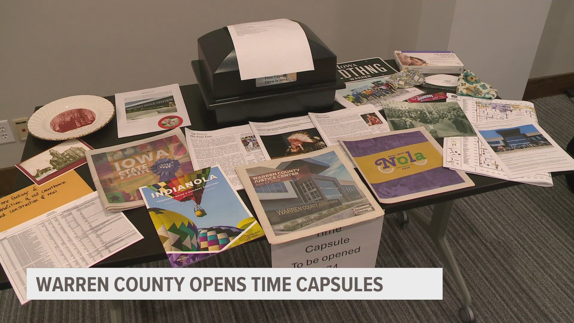 The capsules weren't originally supposed to be opened Tuesday, but they were buried in the old courthouse building. 