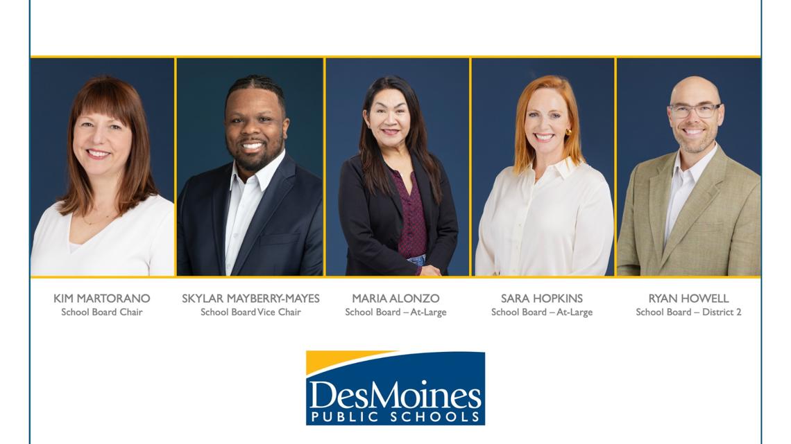 Des Moines School Board chooses new leadership, newly elected members sworn in