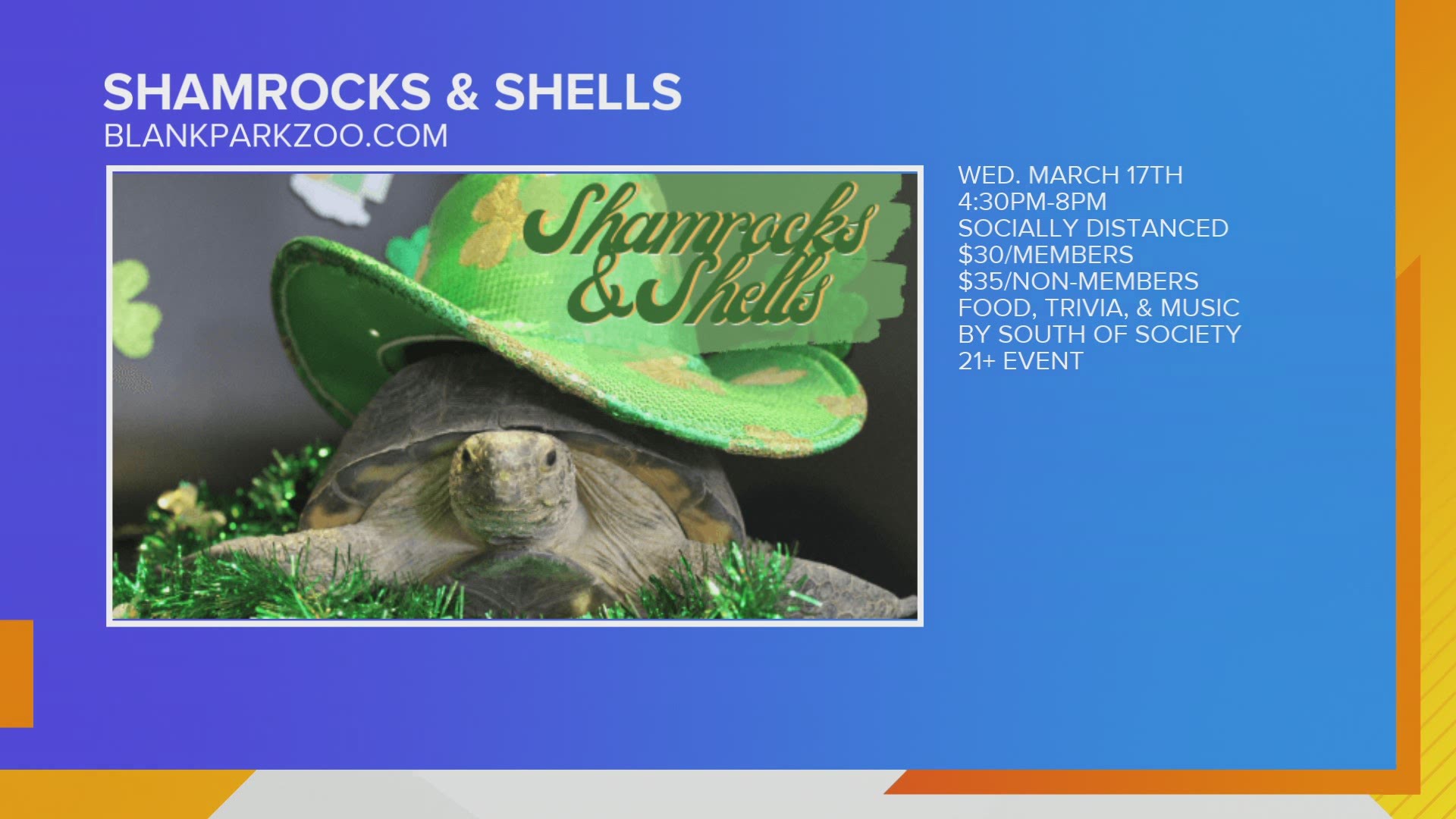 NEW Shamrocks & Shells event at the Blank Park Zoo on St Patrick's Day (Adults Only)