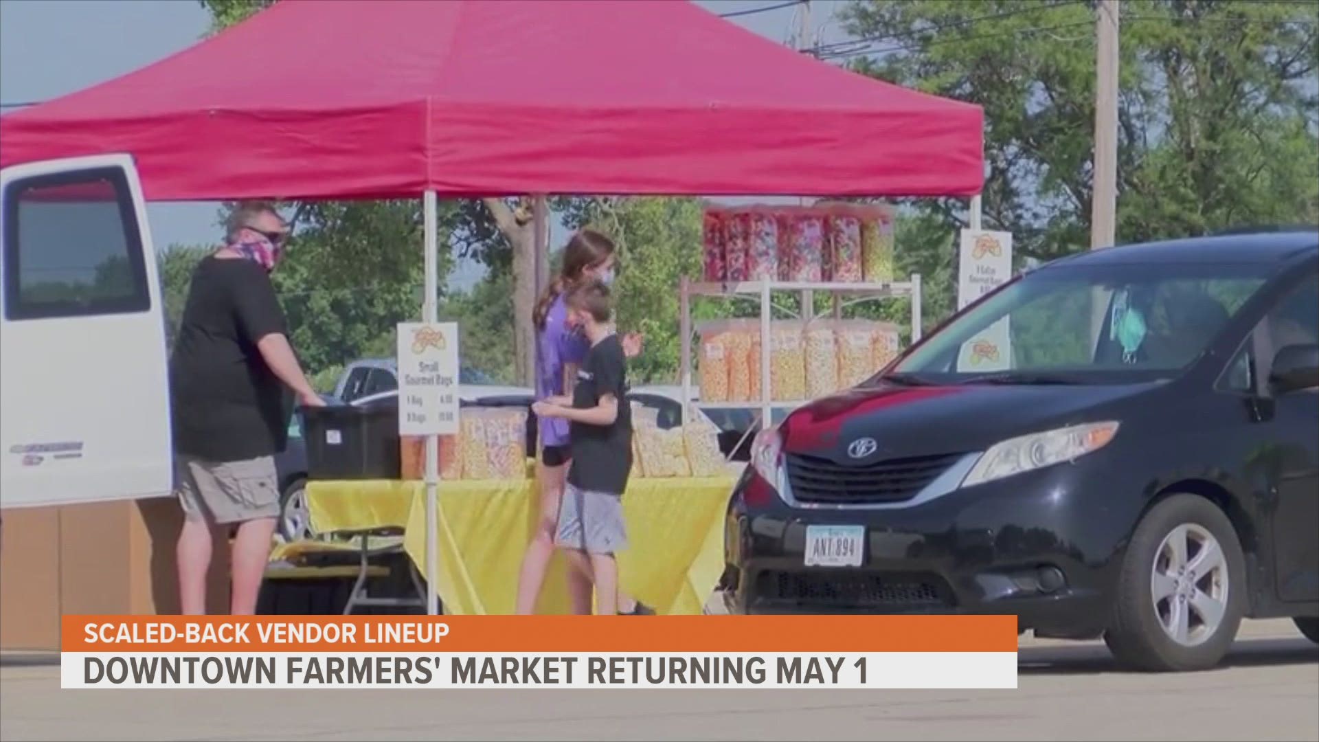 The Downtown Farmers' Market will return as a limited in-person event beginning on May 1, 2021.