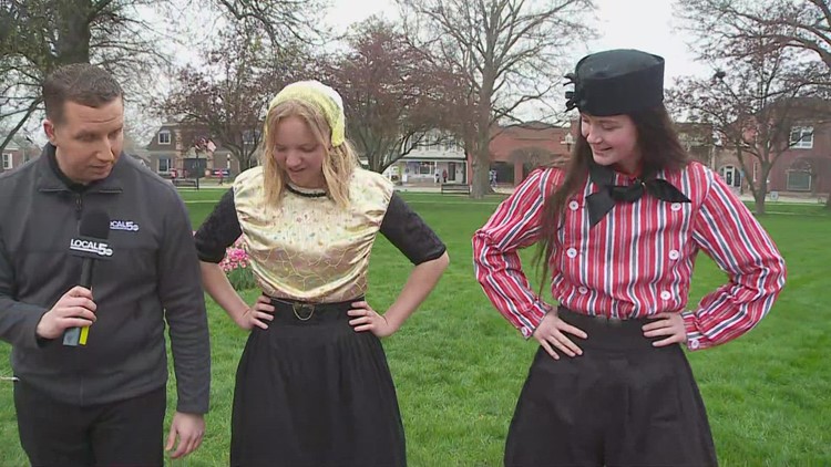Members of the Duchesses, traditional Dutch singing and dancing group, performs at Pella's Tulip Time