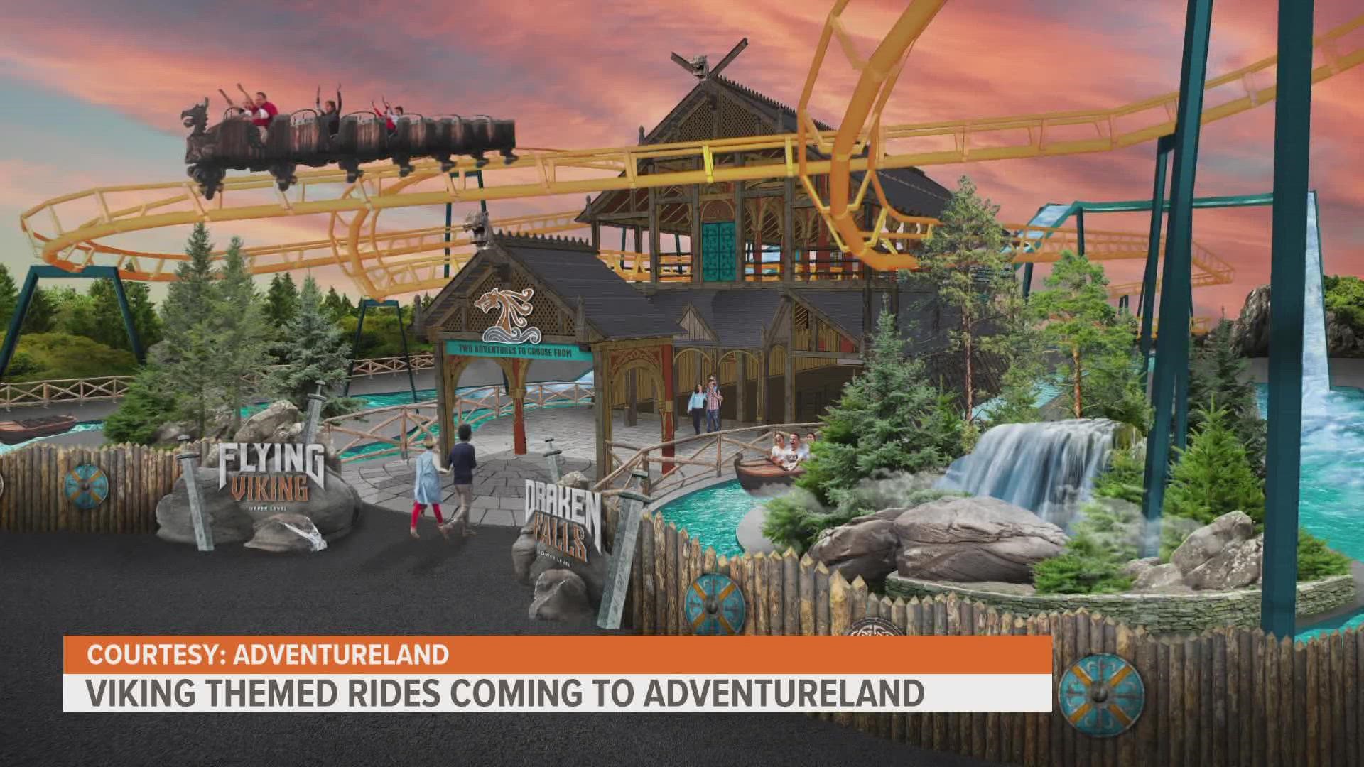 Draken Falls is one of two new rides that will appear next summer. The second is a new roller coaster called Flying Viking.