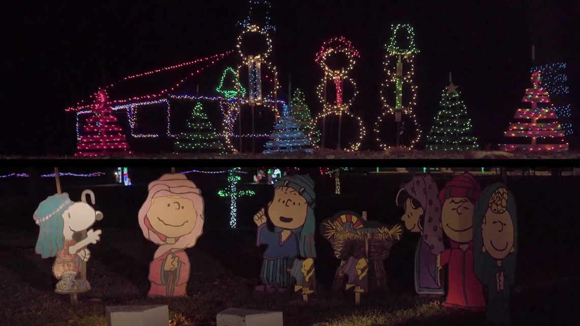 Holiday lights display near me 2023 Maytag Park in Newton, Iowa