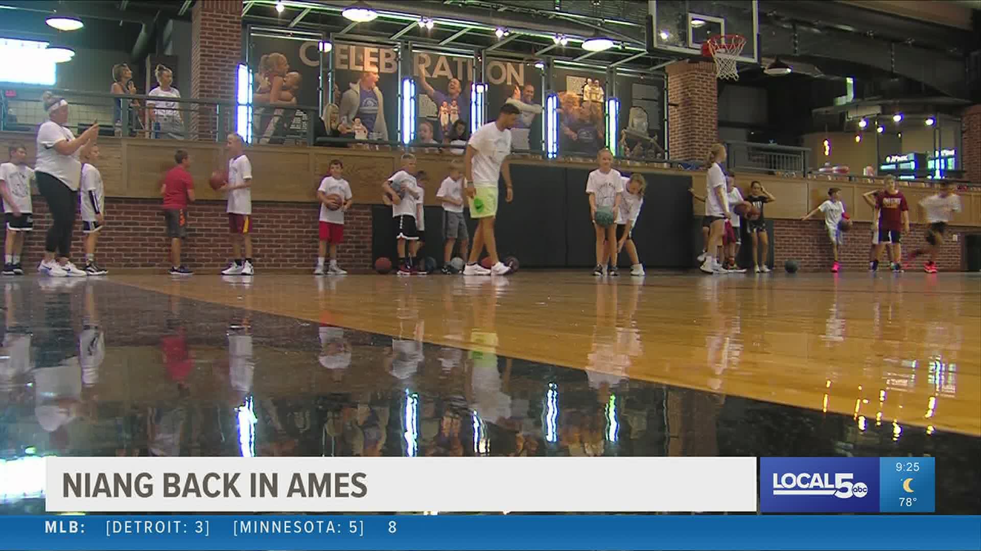 Georges Niang teamed up with Lyndsey Fennelly for youth basketball camp in Ames on Monday. It's become an annual tradition for Niang on his trip back to Iowa.
