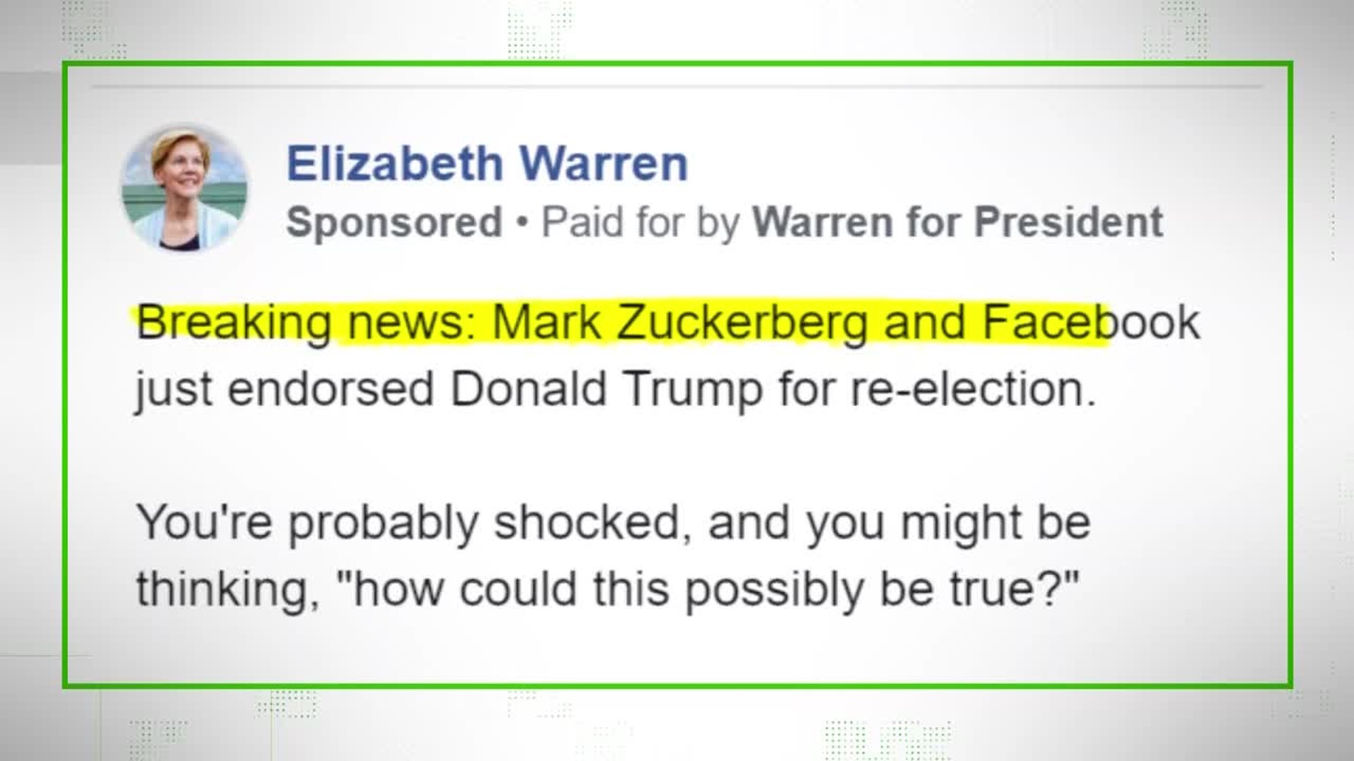 No, Facebook didn't endorse Donald Trump for President