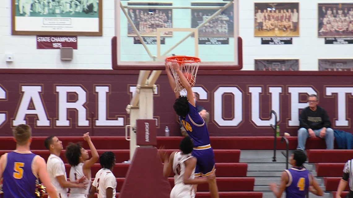 Watch Iowa high school dunk damages rim, cancels game