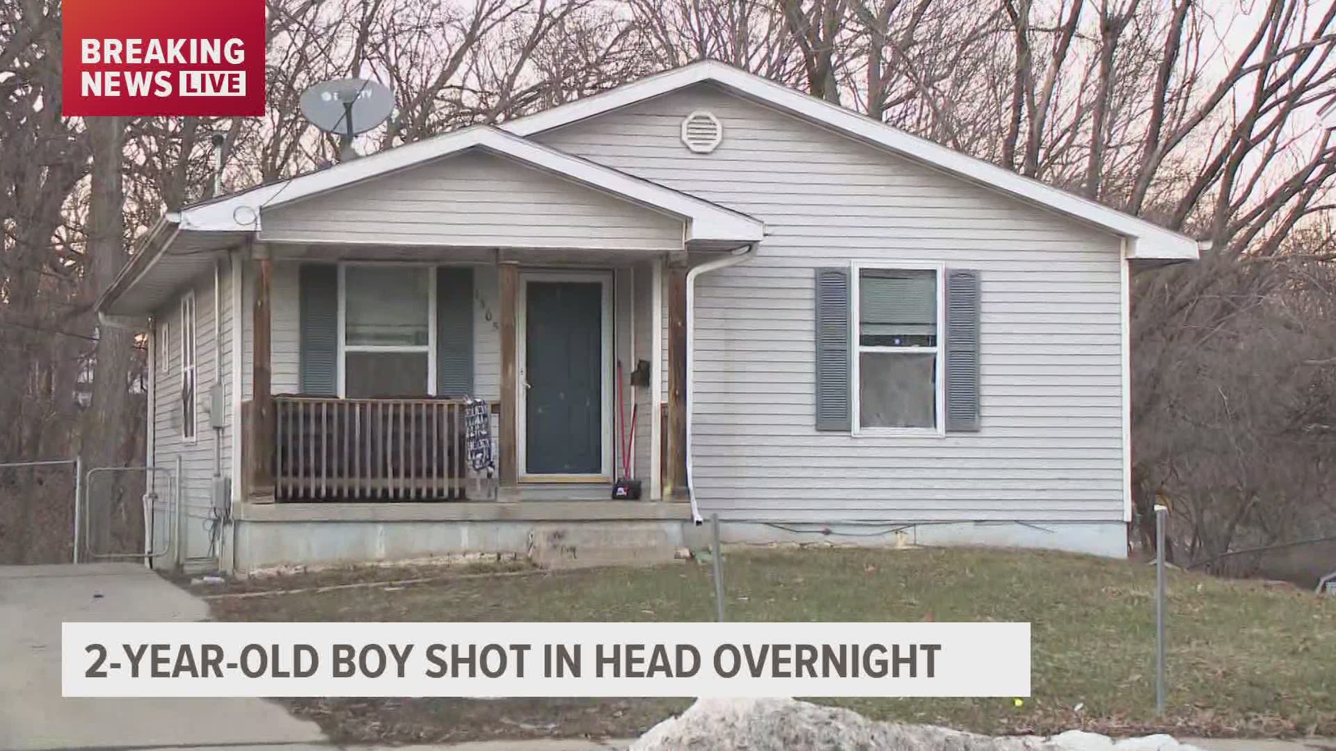The shooting left a two-year-old boy in critical condition.