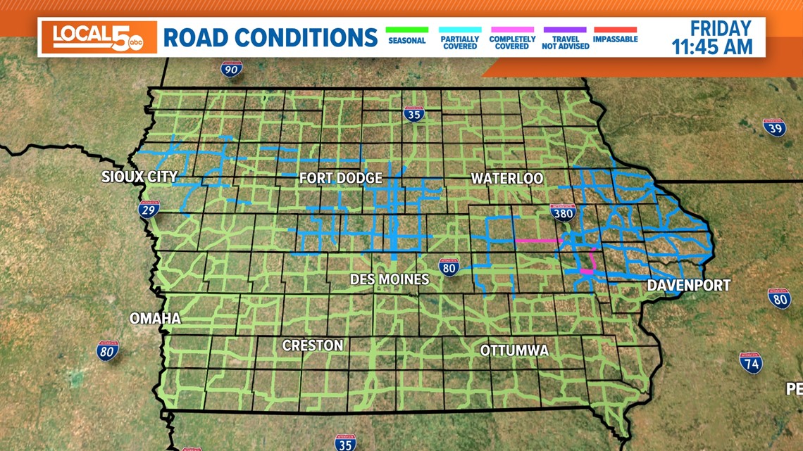 Iowa road conditions, closures and live updates today