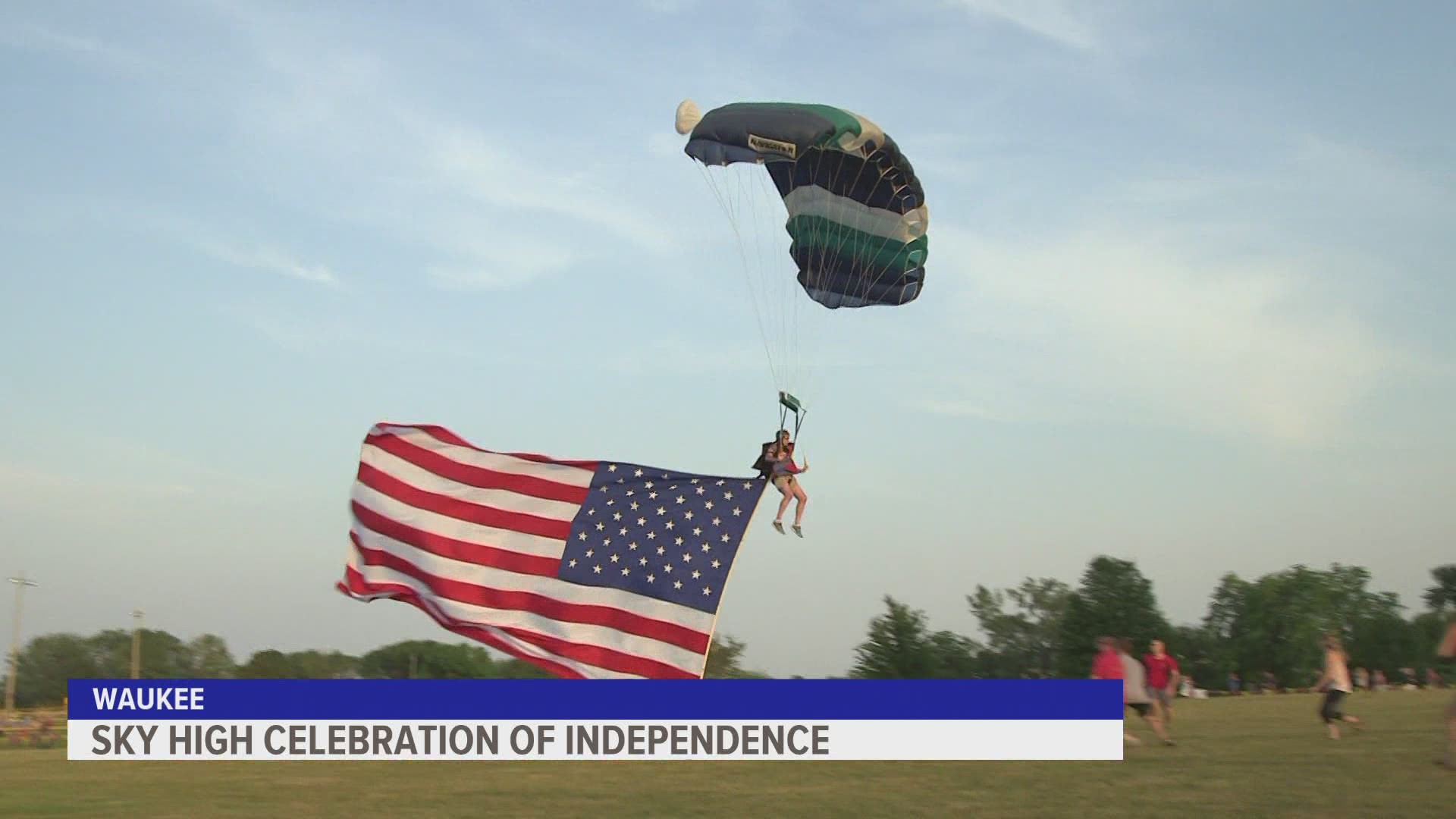 Four professional skydivers put on a show that, followed by fireworks, capped off a three-day celebration in Waukee.