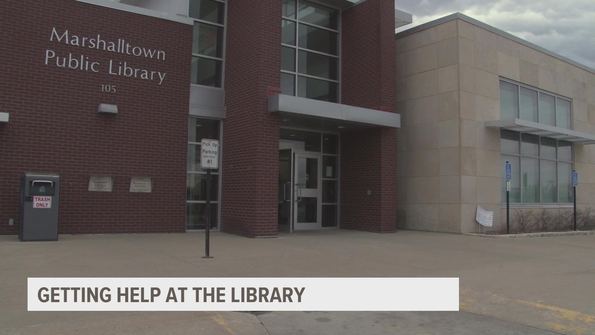 Marshalltown library has a new program where a social worker is stationed at the library and helps connect people to different resources.