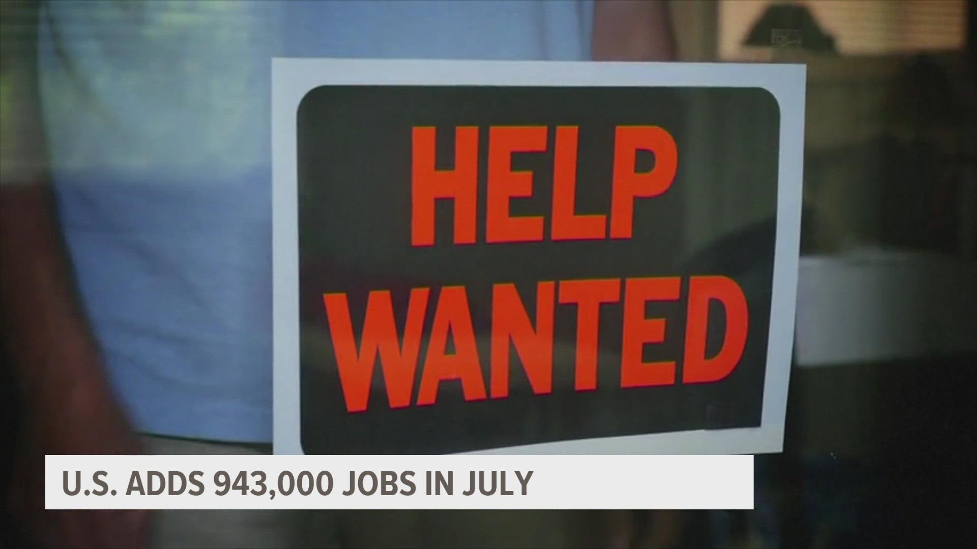 The July numbers exceeded economists’ forecast for more than 860,000 new jobs.