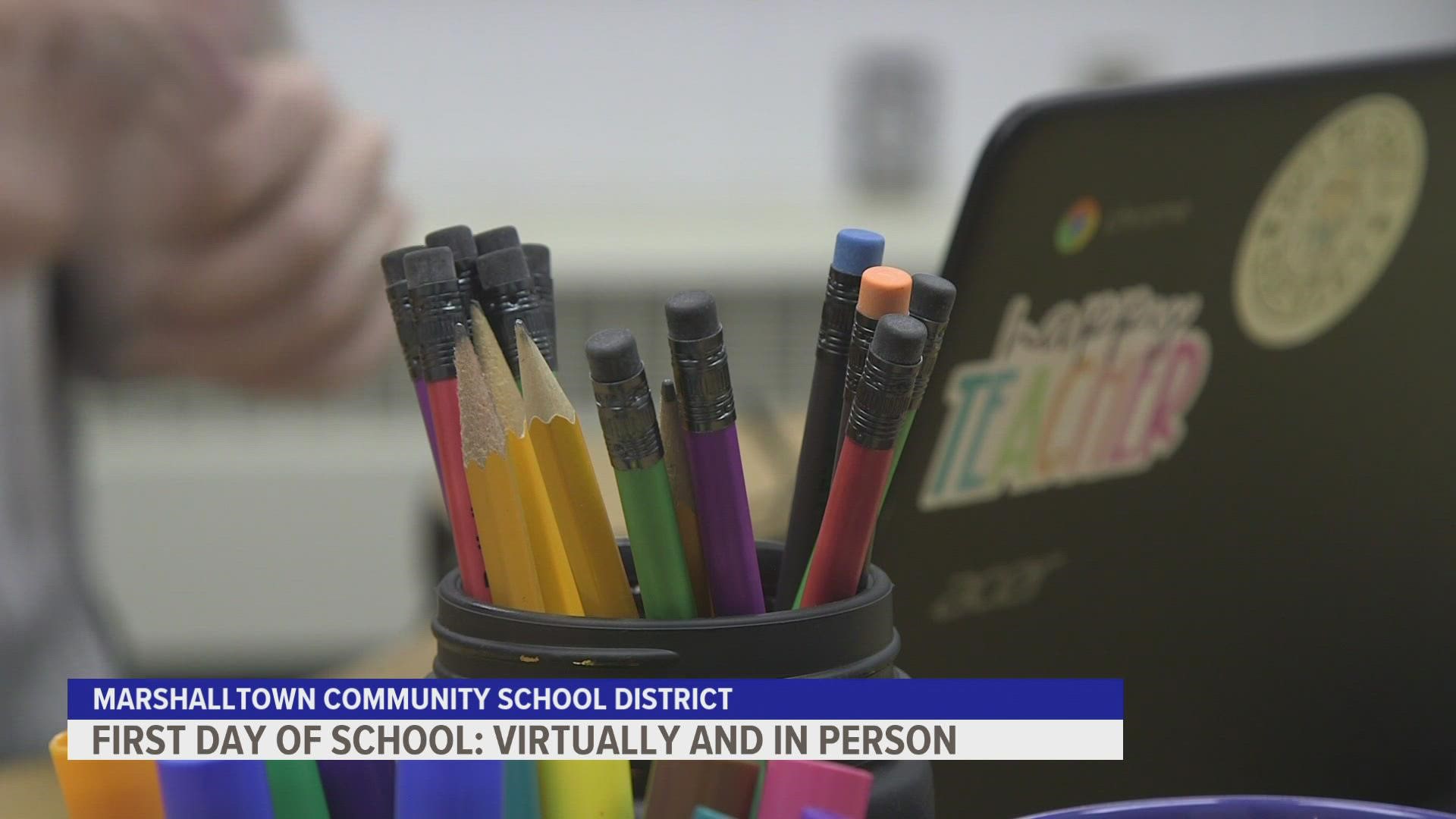 The district says nearly 150 students are enrolled in the online option for grades K-12.