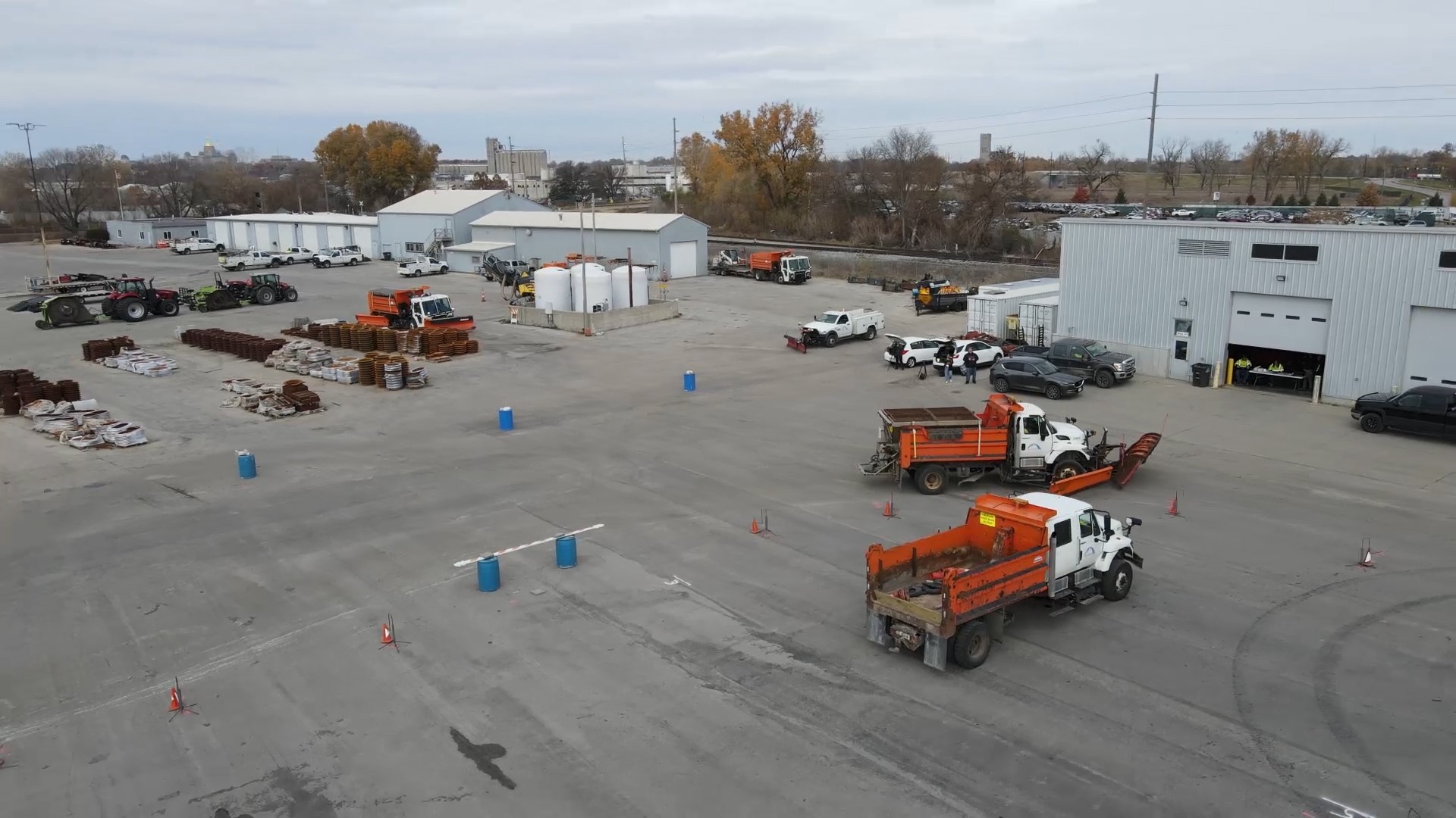 Get a bird's-eye view of city snow plows as they ready for winter weather.