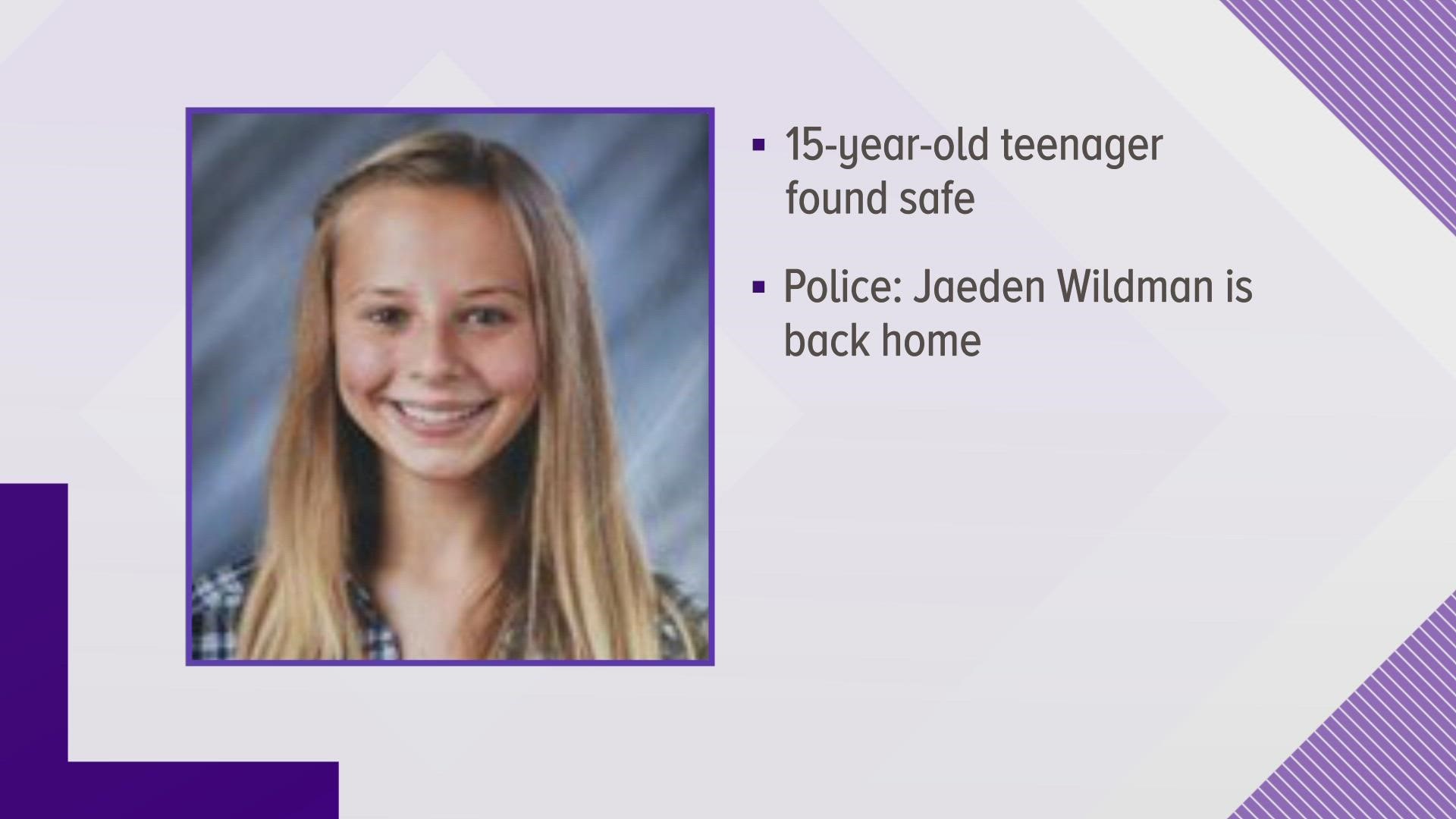 Jaeden Wildman, who has been missing since May 22, has returned home.