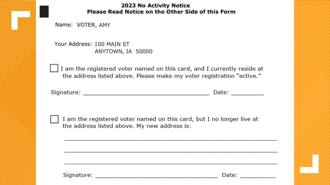 Iowa voter status Sec. of State mailing out 'No Activity' papers