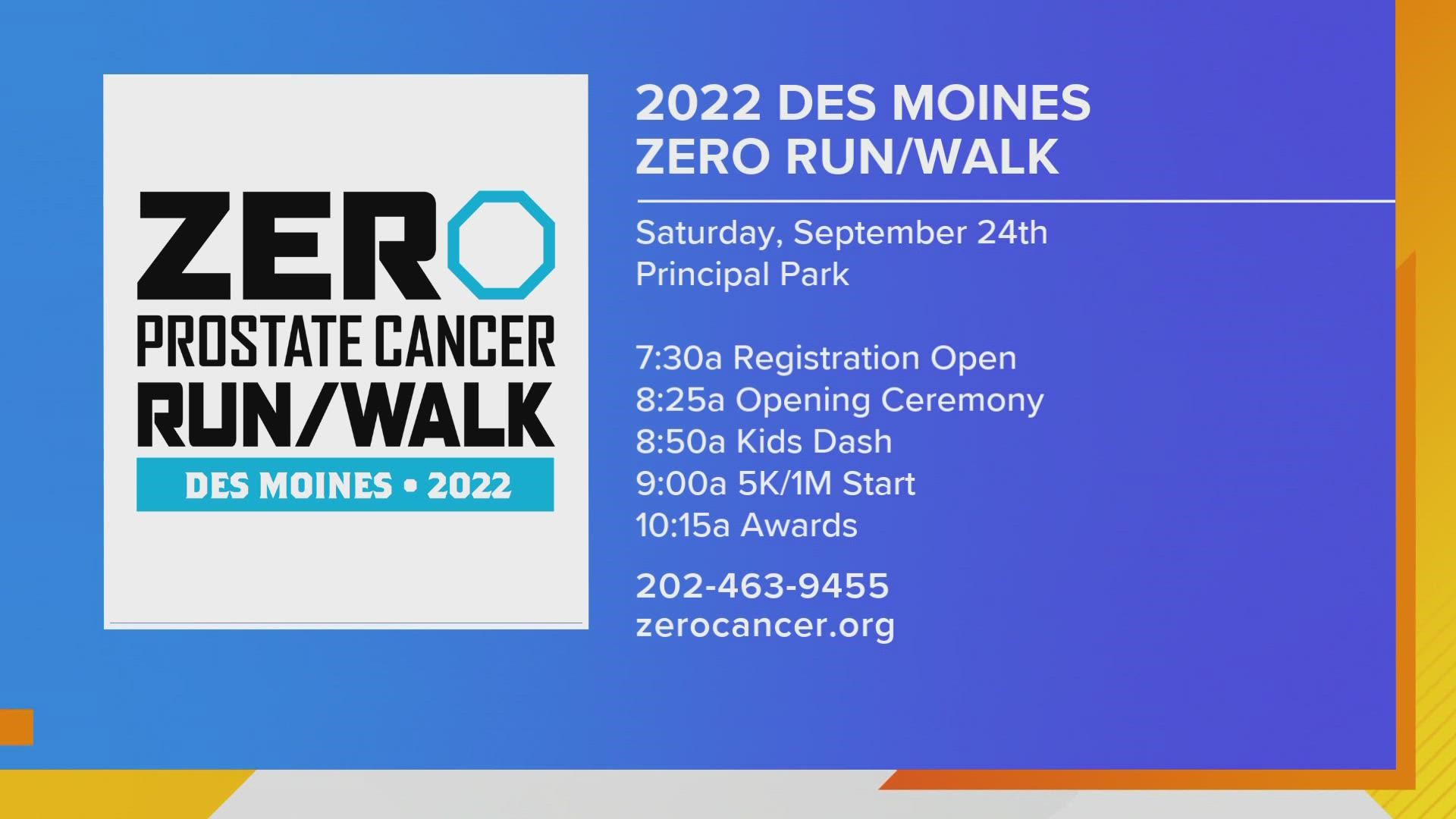 ZERO - The End of Prostate Cancer is hosting it's Annual Des Moines ZERO Run/Walk THIS SATURDAY (9/24/22) at Principal Park in Des Moines. INFO at ZeroCancer.org