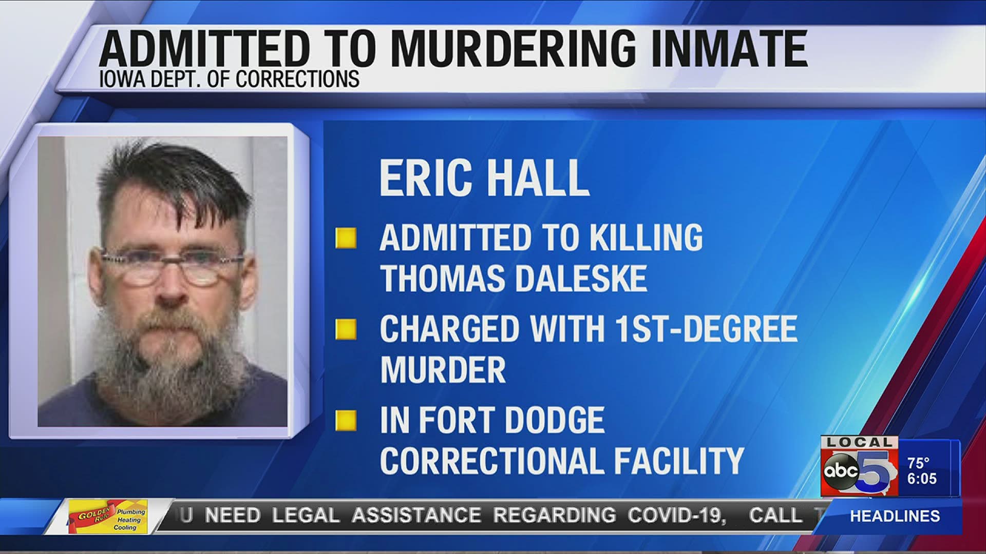 Fort Dodge inmate accused of murdering fellow inmate