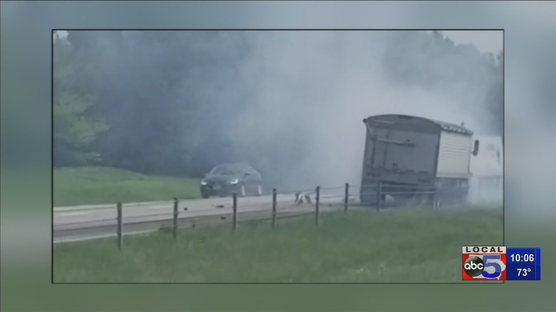 Semi crash caught on camera happened on Interstate 80 between West Branch and Iowa City.