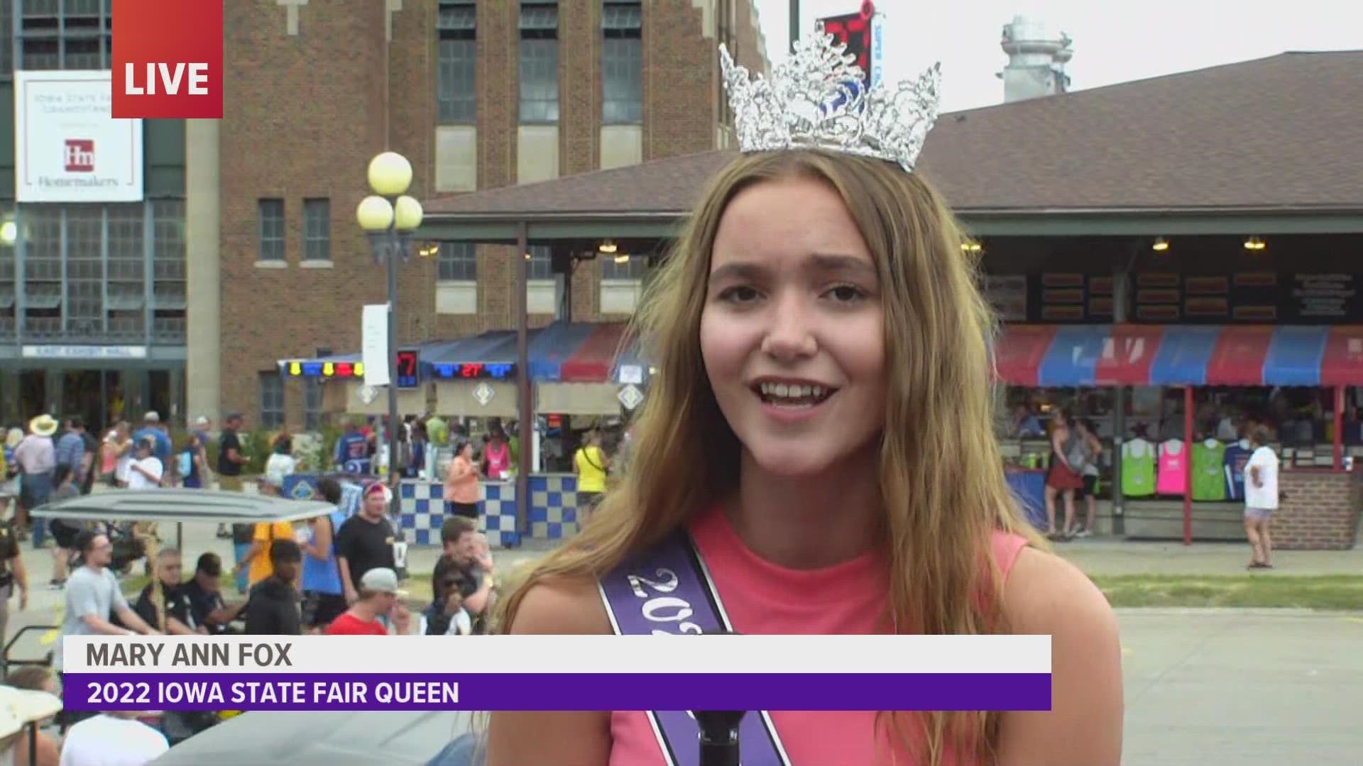Fox will serve as Fair Queen until the next Iowa State Fair, which will take place Aug. 10-20, 2023.