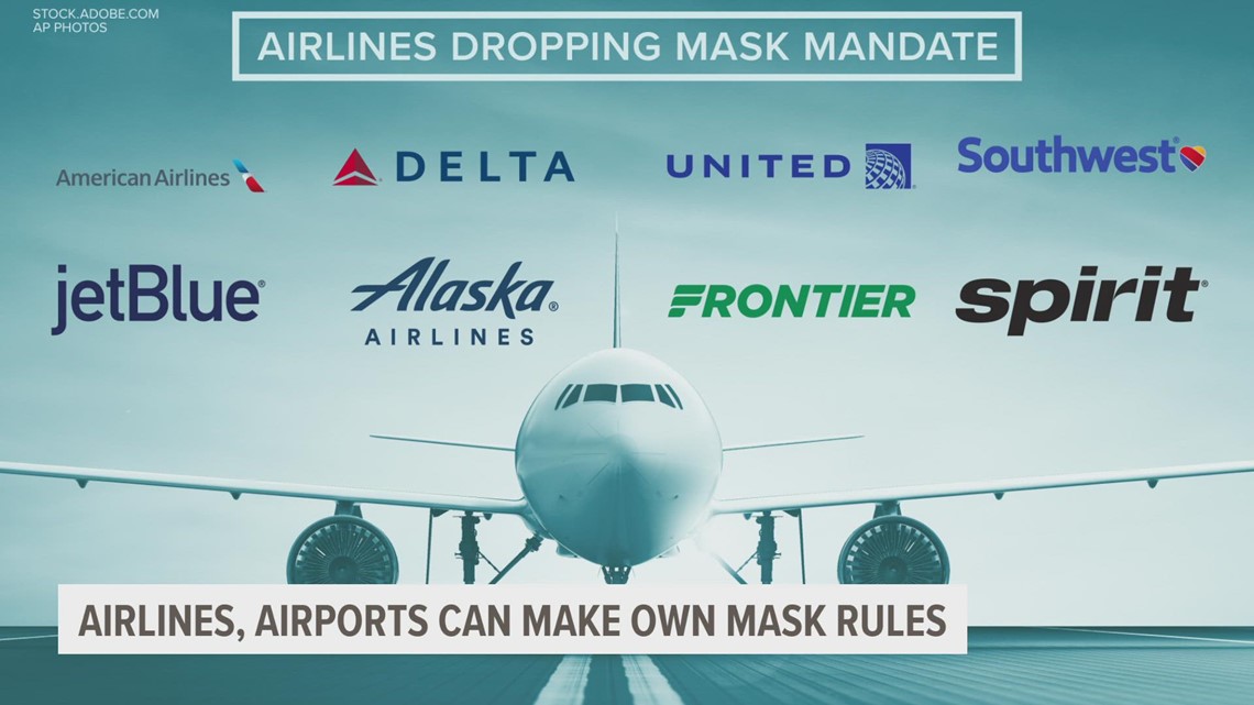 Des Moines International Airport, major US airlines drop mask mandate