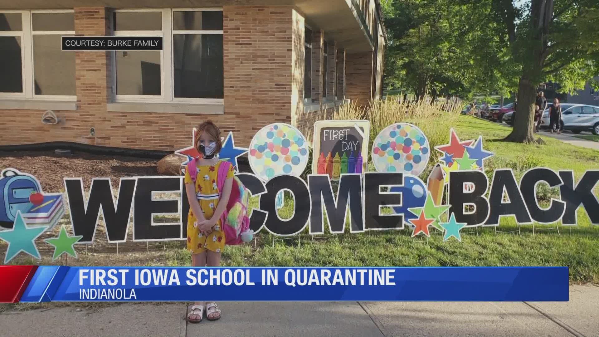 Mia Burke, 6, now has to quarantine after a classmate tested positive for COVID-19 during the first week of school.