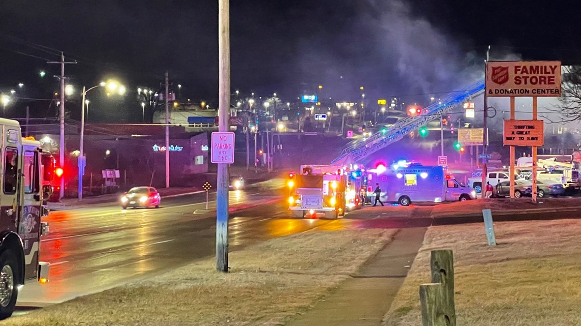 First responders battle fire at collision center in Des Moines