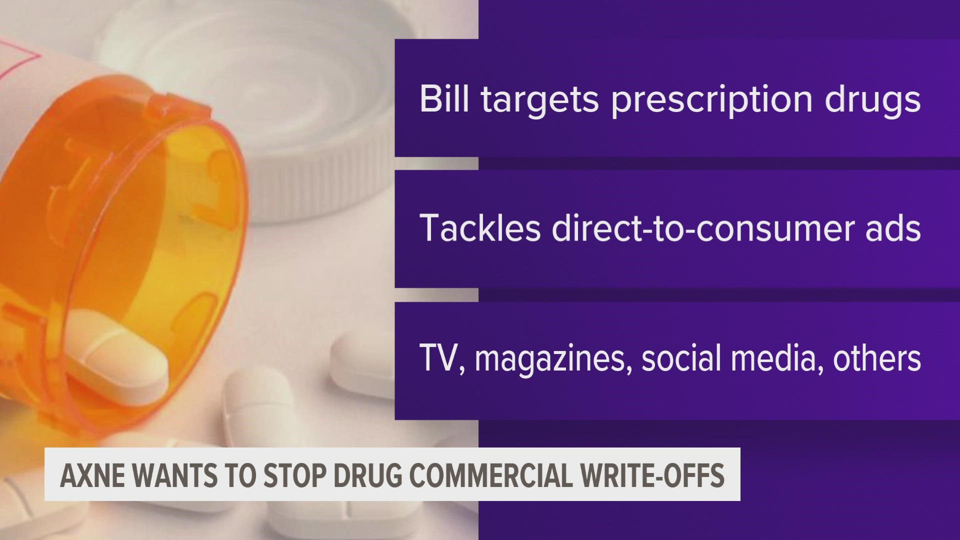Currently, pharmaceutical companies get tax breaks every time a drug commercial runs.