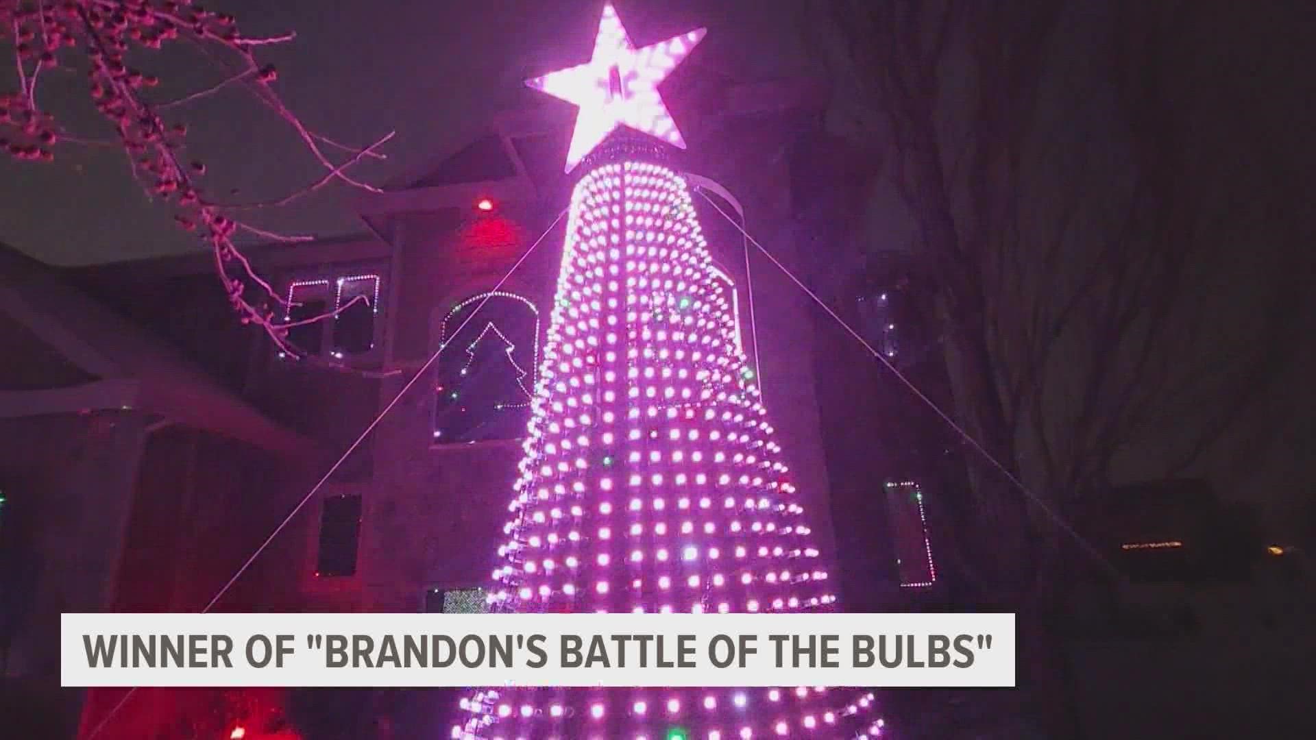 The Buxton Family of Ankeny is the winner of the 1st inaugural Brandon's Battle of the Bulbs contest.