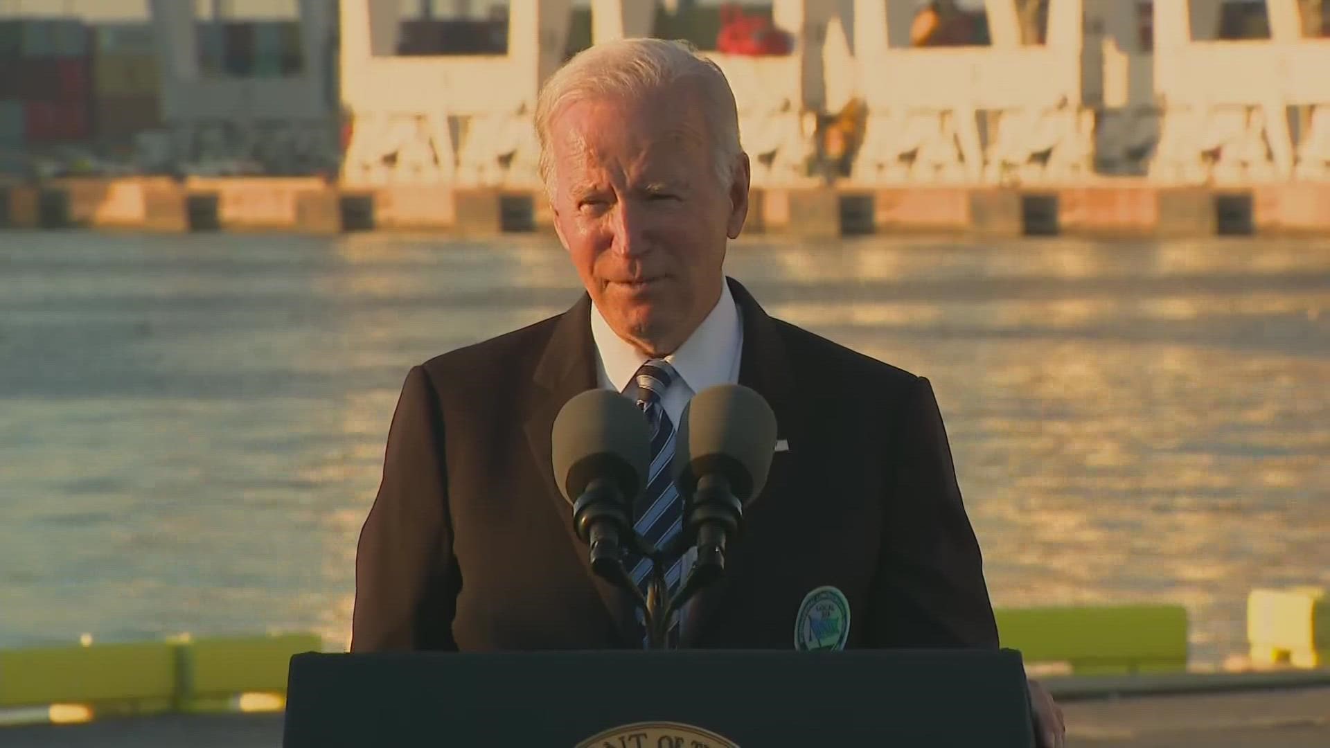 Biden visited Baltimore Wednesday, planning to use the city as an example of how to reduce shipping bottlenecks caused by the pandemic.