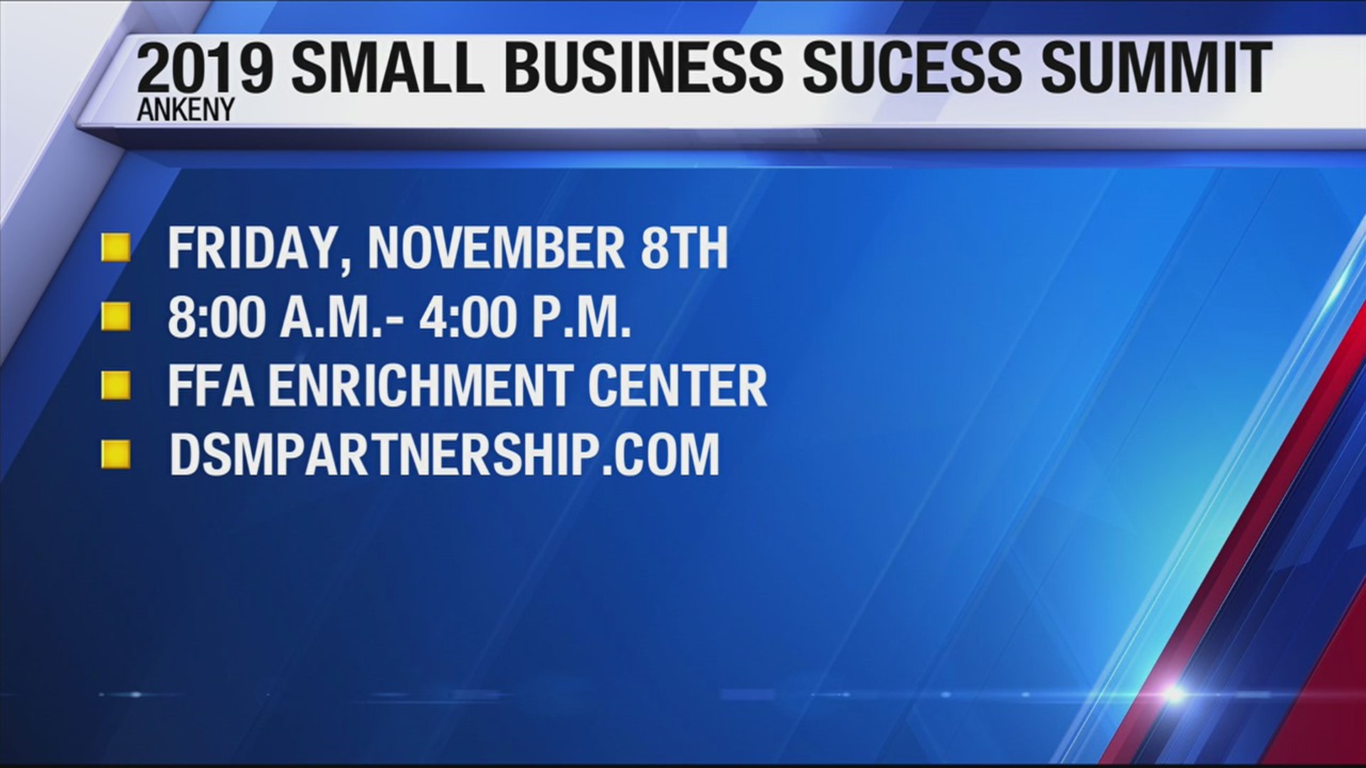 Small Business Success Summit is this Friday, November 8th.