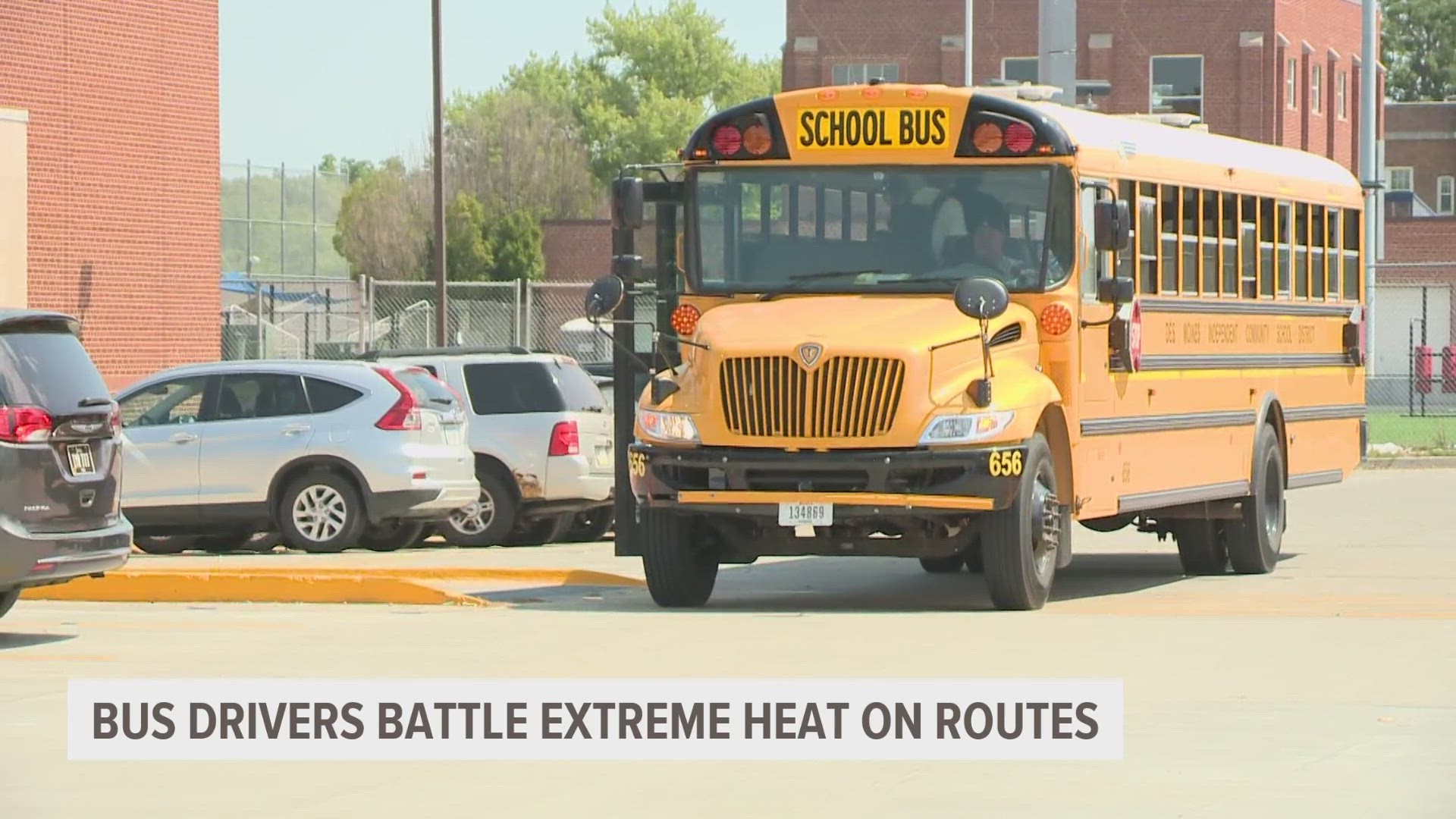 One of the groups hit hardest by the heat were bus drivers and their riders. Most all of the district's buses do not have air conditioning.