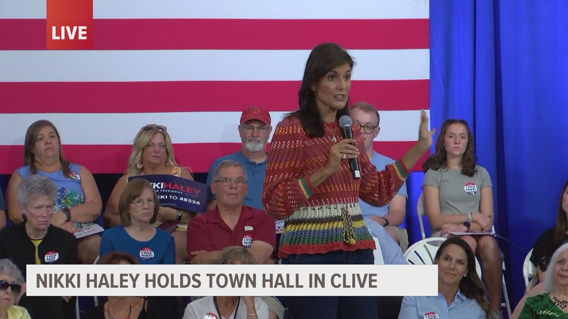 Haley began her speech by relating her past with Iowans, saying she was brought up in a small rural town.