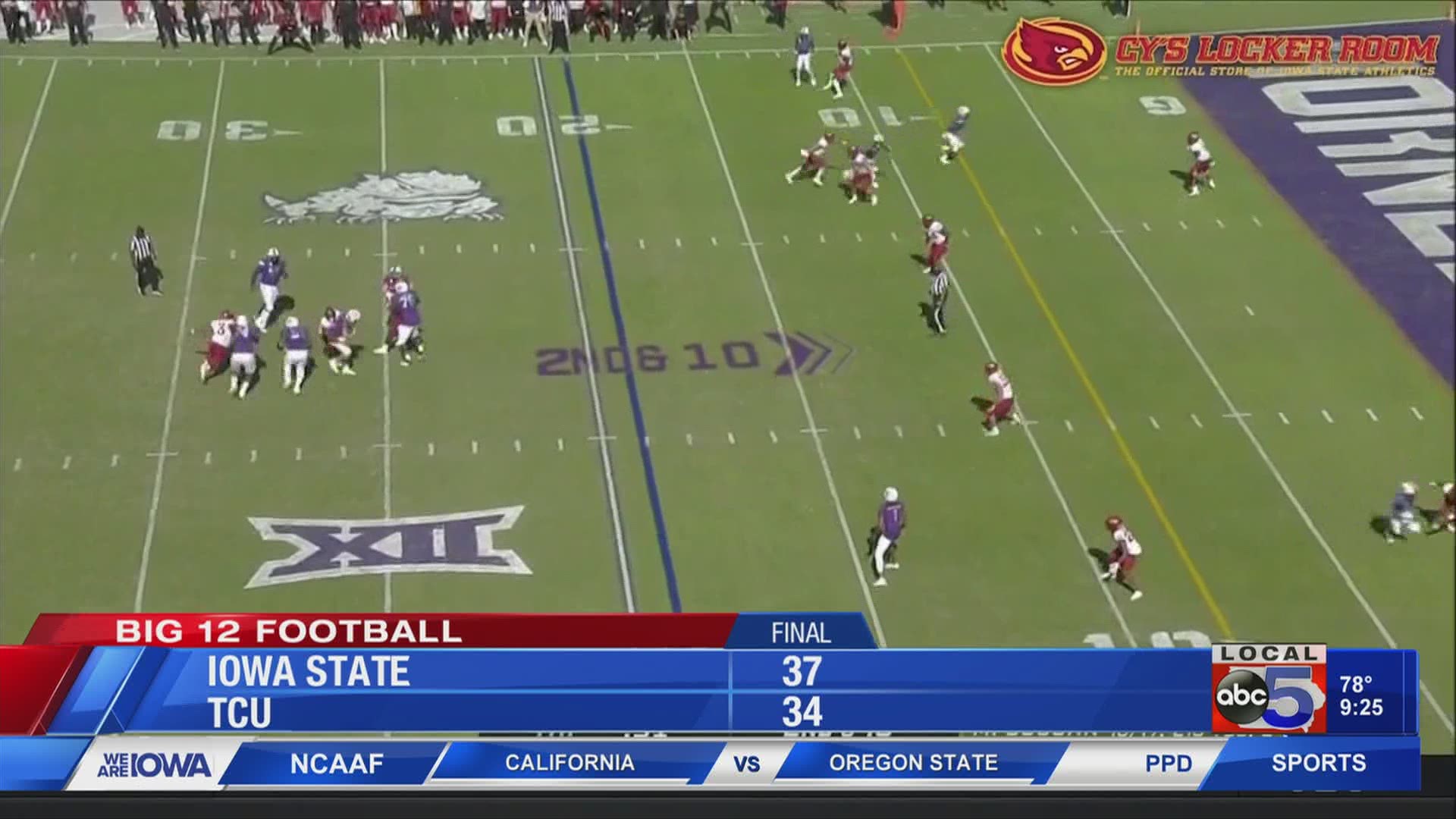 Iowa State earned their first win of the season against TCU, behind 155 yards and 3 TDs on the ground from Breece Hall.