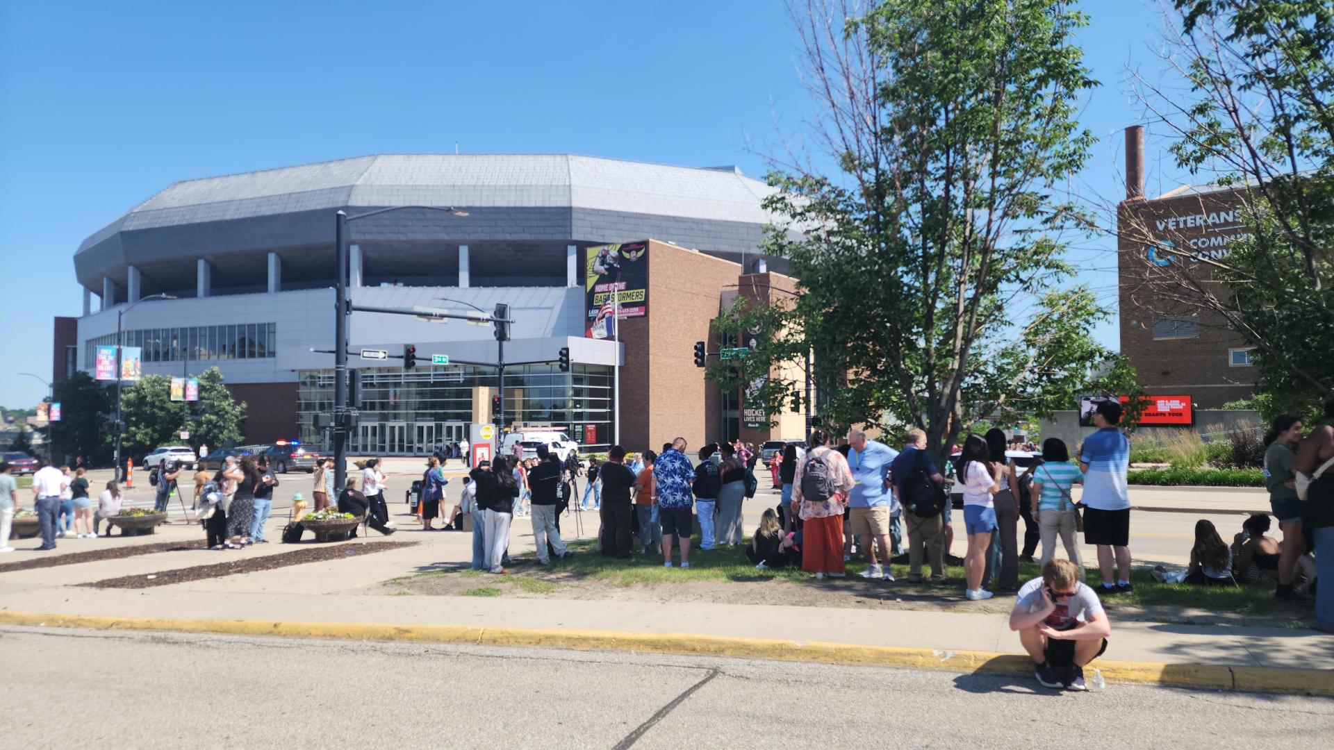 Police said a man entered the stage area at the event and "his behavior prompted safety concerns," leading to the evacuation.