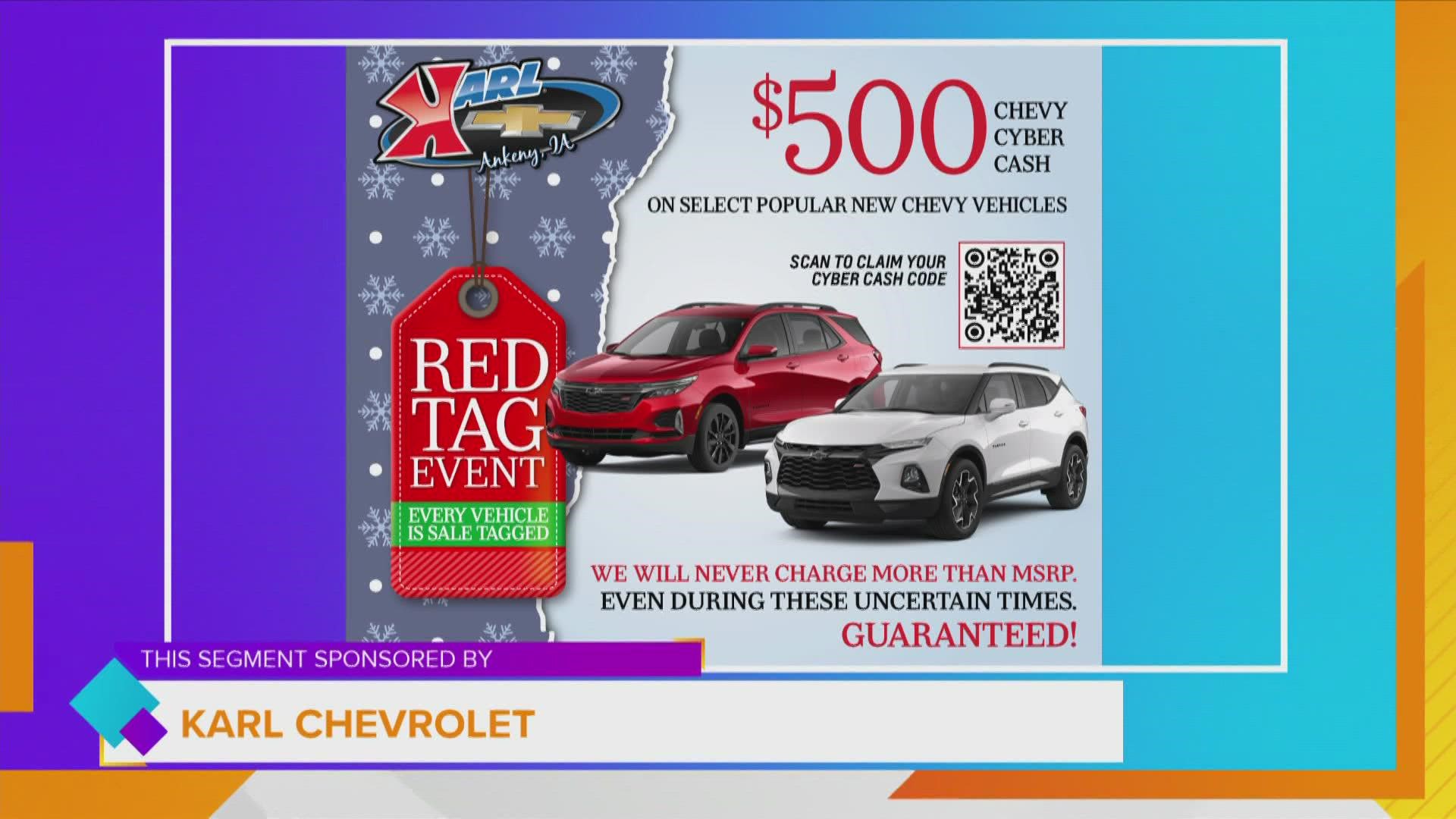 Bret Moyer describes the Red Tag Event at all Karl locations (Ankeny, Stuart, Webster City and  Marshalltown) plus Cyber Cash and a Military Discount | Paid Content