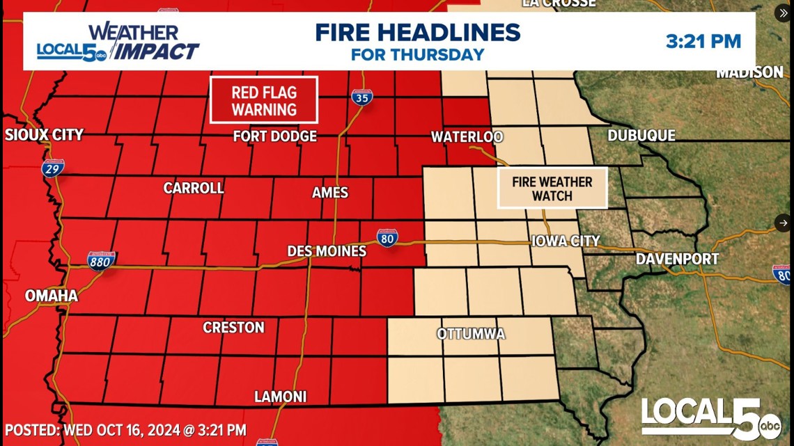 Much of Iowa under a Red Flag Warning What does that mean?