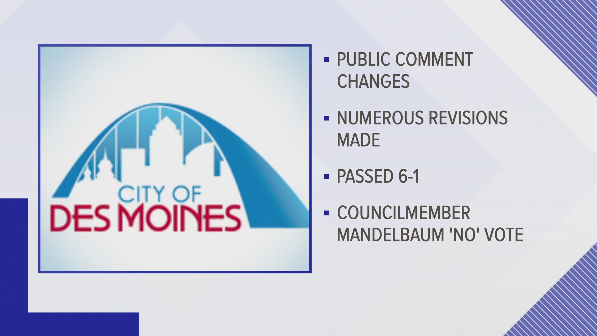 City Council member Josh Mandelbaum was the lone 'no' vote.