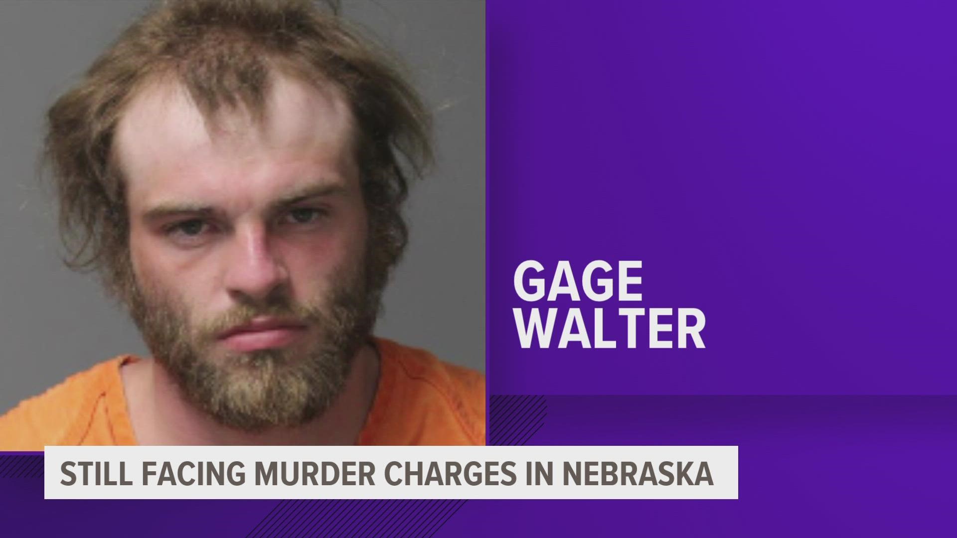 27-year-old Gage Walter was originally charged in Iowa with possession of a stolen vehicle and fleeing from police. The charges against him in Nebraska still stand.