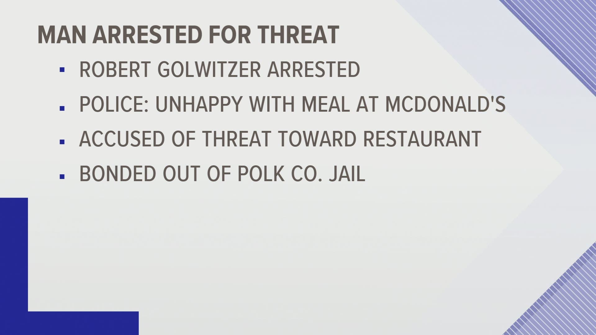 Ankeny police arrested a man for making a threat towards Ankeny McDonald's after unhappiness with his meal