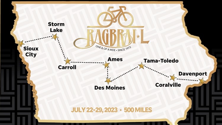 RAGBRAI announces route, overnight towns for 2023 ride