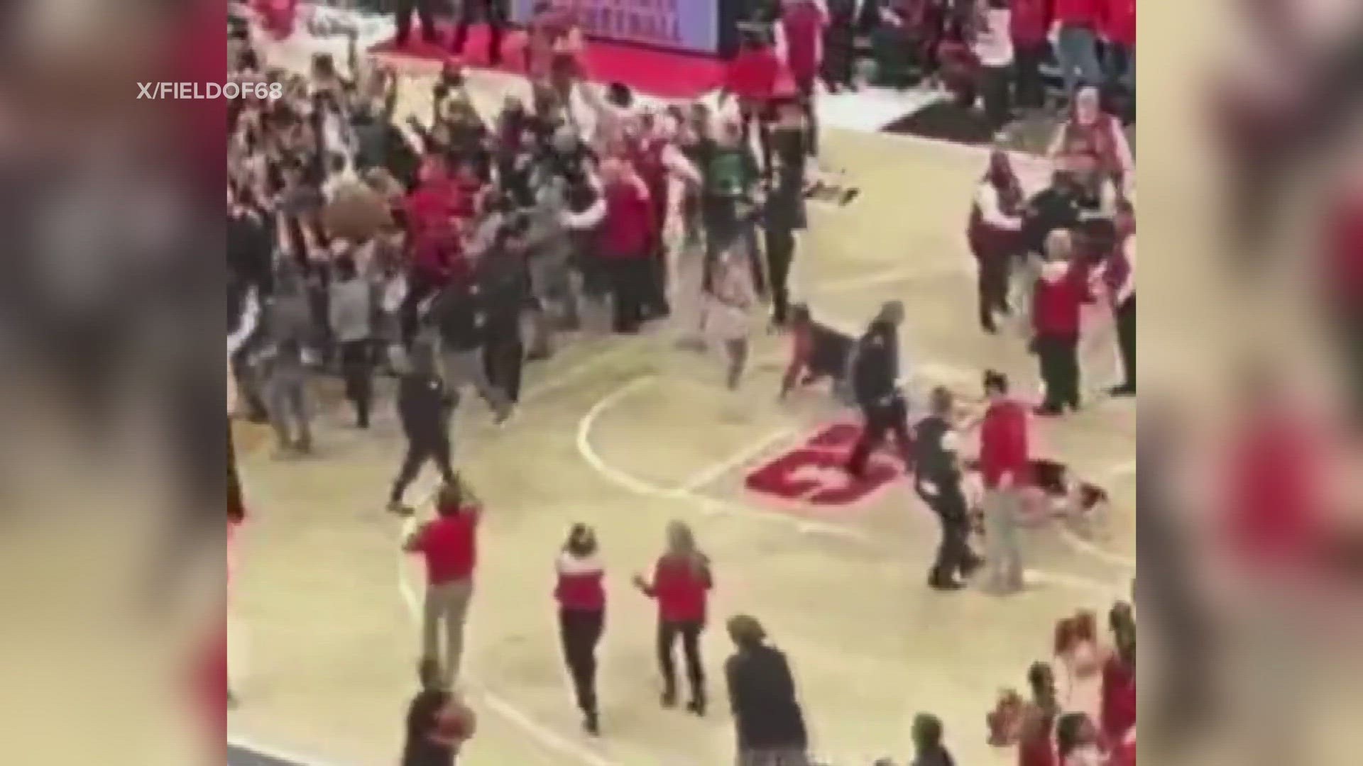 Caitlin Clark said she was “OK” after she was accidently knocked down by a fan running onto the court after No. 2 Iowa was upset by No. 18 Ohio State on Sunday.