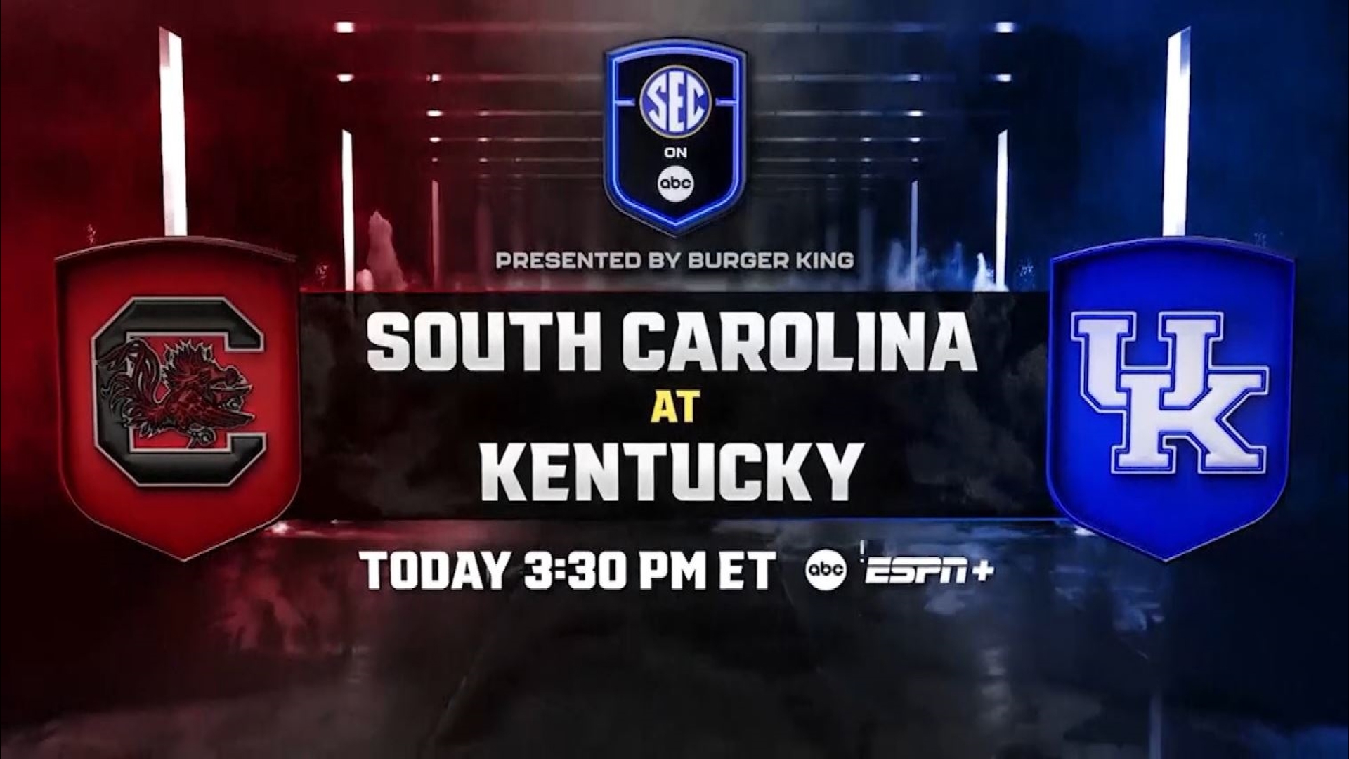 Catch South Carolina at Kentucky tomorrow, Saturday at 3:30 p.m.