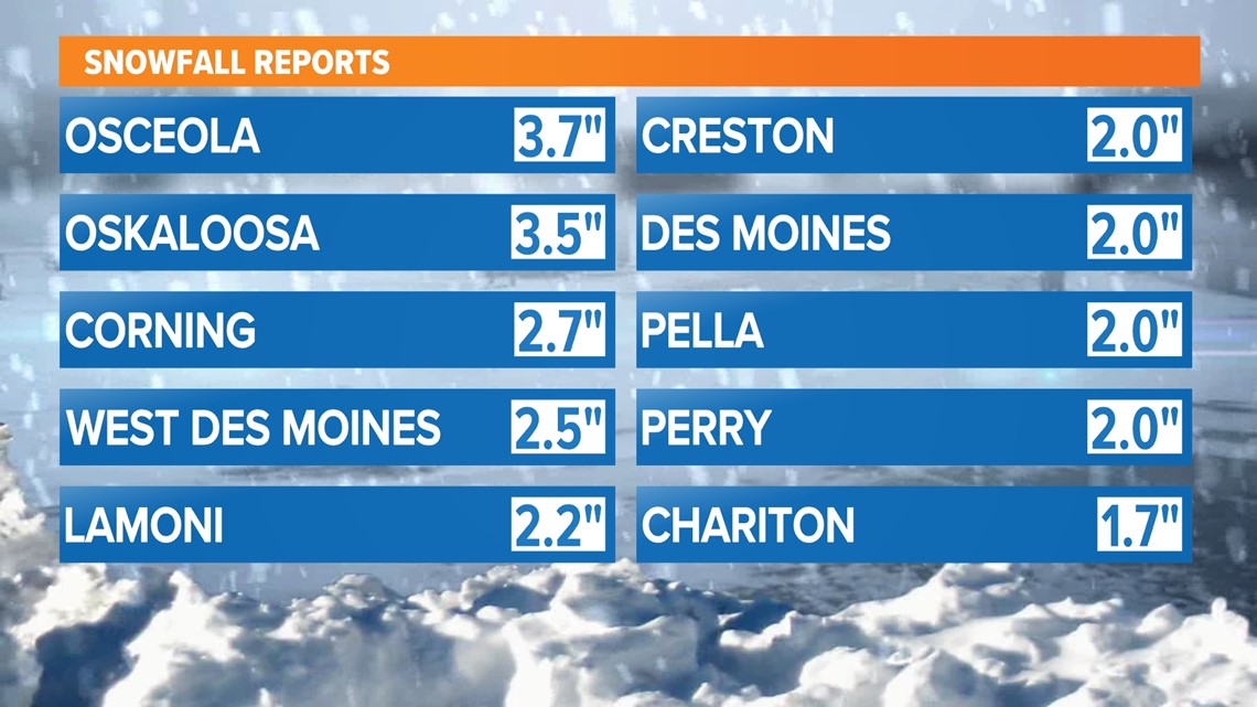 Central Iowa snow totals for Nov. 14-15 - Vimarsana News